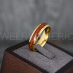 Wood Ring, Wood Wedding Band, Wood Wedding Ring, Yellow Gold Wedding Ring, Yellow Gold Wedding Band