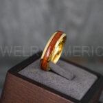 Wood Ring, Wood Wedding Band, Wood Wedding Ring, Yellow Gold Wedding Ring, Yellow Gold Wedding Band - Image 2
