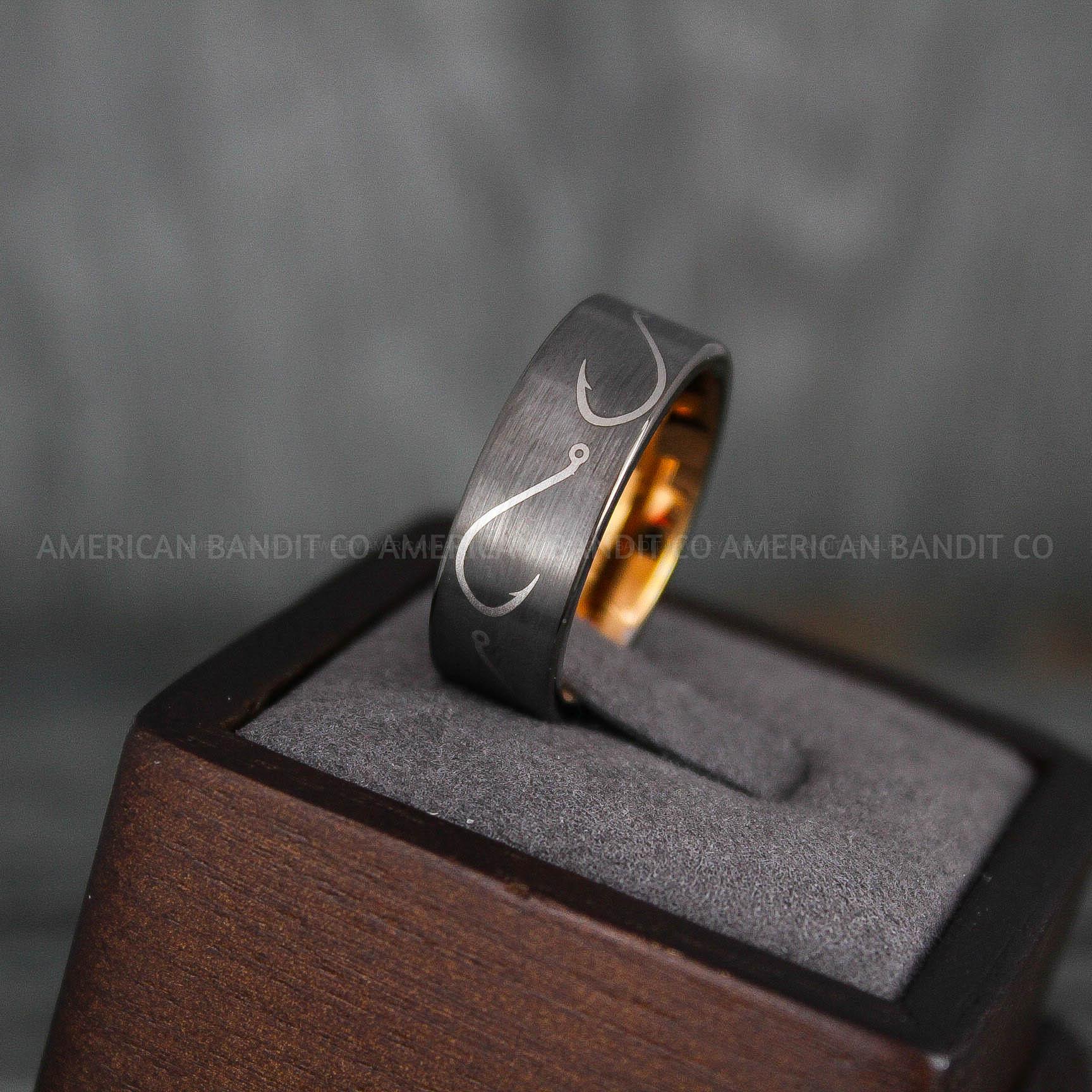 IMG_5761 Fish Hooks Ring, Fishing Ring, Fisherman Ring, Fisherman Jewelry, Fishing Wedding Ring, Fishing Wedding Band - Image 1