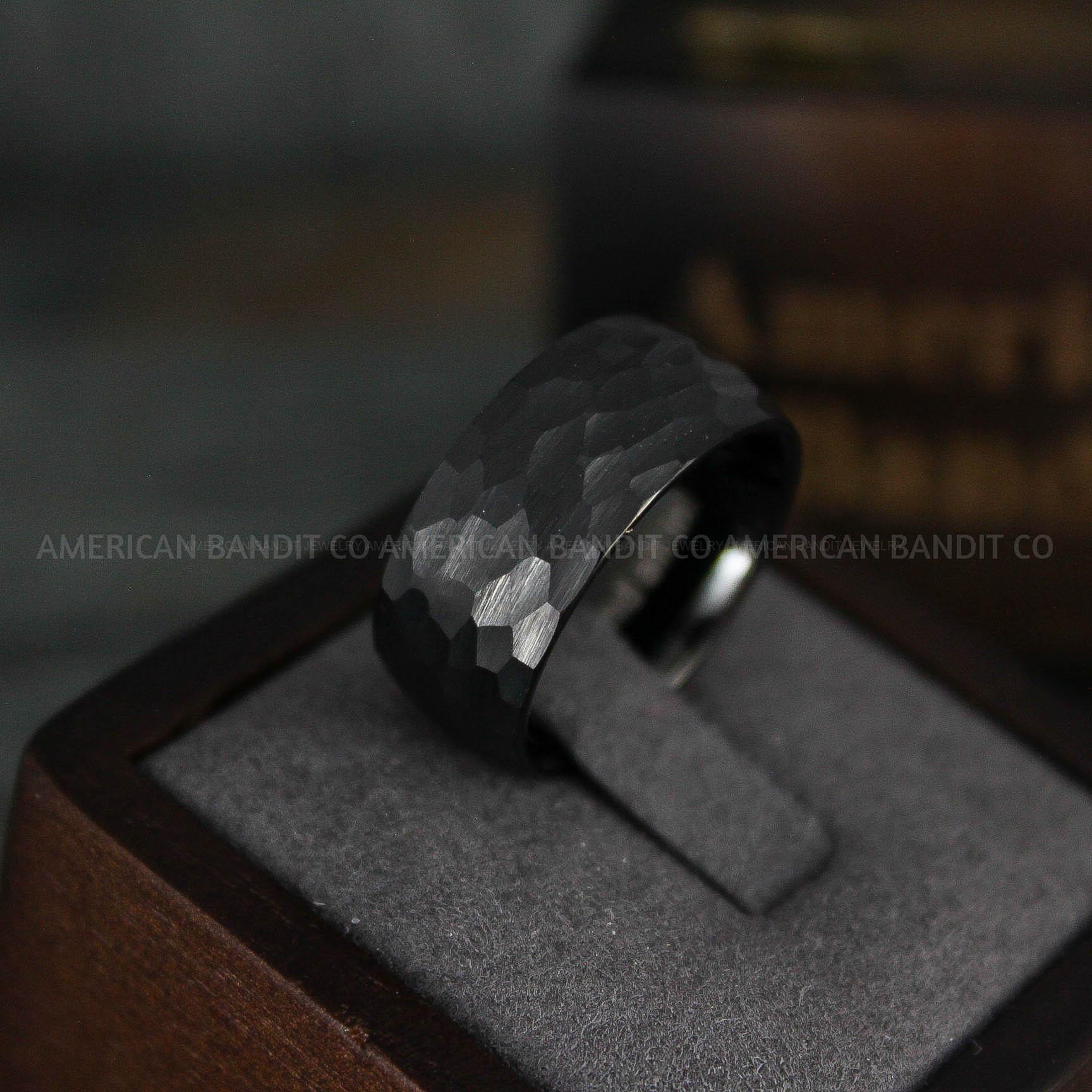 IMG_5774 Hammered Ring, Black Wedding Ring, Black Wedding Band, Black Hammered Wedding Ring - Image 1