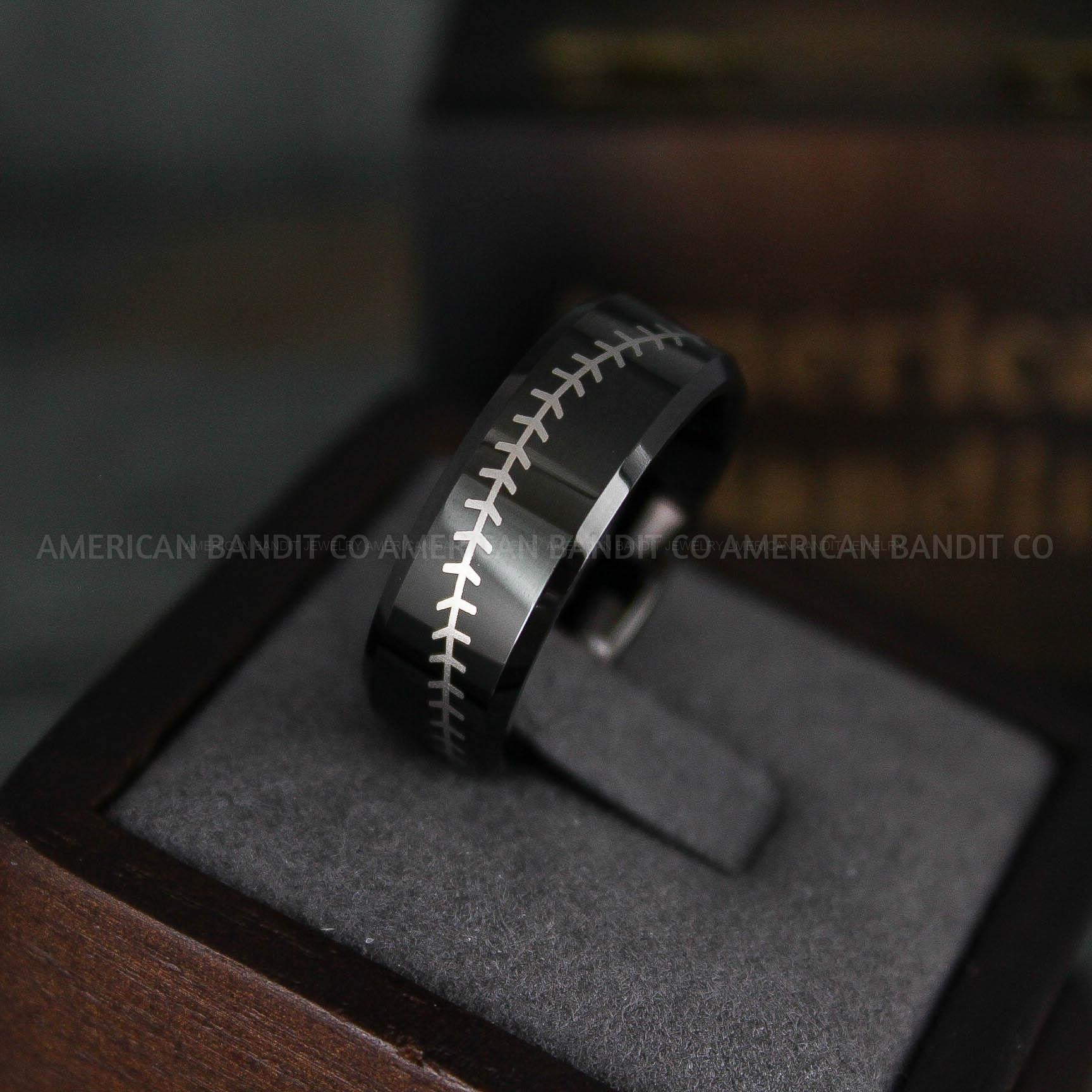 IMG_5780 Baseball Rings, Baseball Wedding Rings, Baseball Wedding Bands, Black Baseball Rings, Black Wedding Bands, Black Baseball Wedding Bands, Baseball Jewelry - Image 1