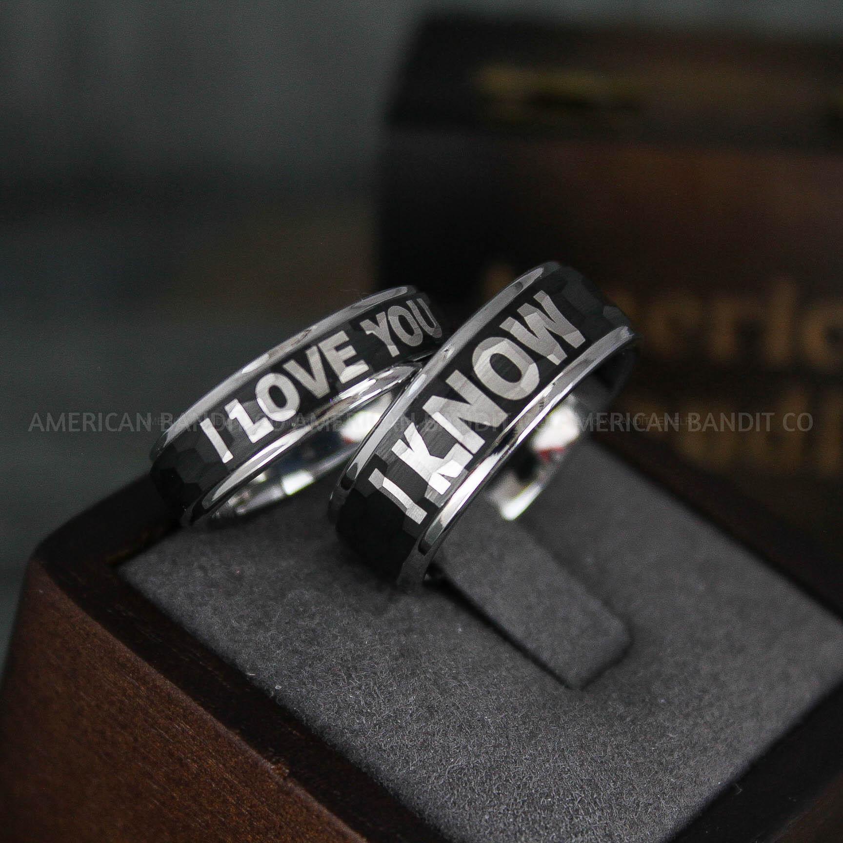 IMG_5785 I Love You I Know Rings, Aurebesh Rings, Black Wedding Bands, Aurebesh Wedding Bands, Aurebesh Wedding Rings, Aurebesh Jewelry - Image 1
