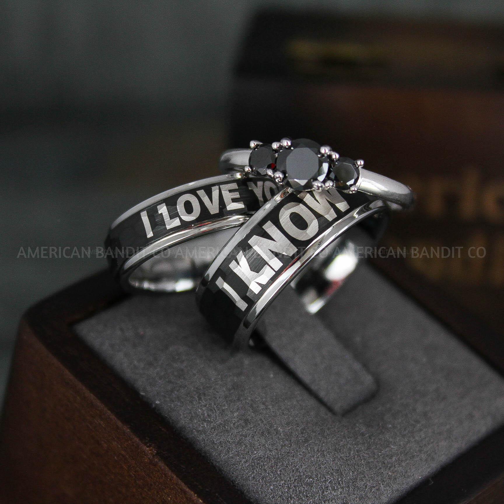 IMG_5787 I Love You I Know Rings, Aurebesh Rings, Black Wedding Bands, Aurebesh Wedding Bands, Aurebesh Wedding Rings, Aurebesh Jewelry - Image 1