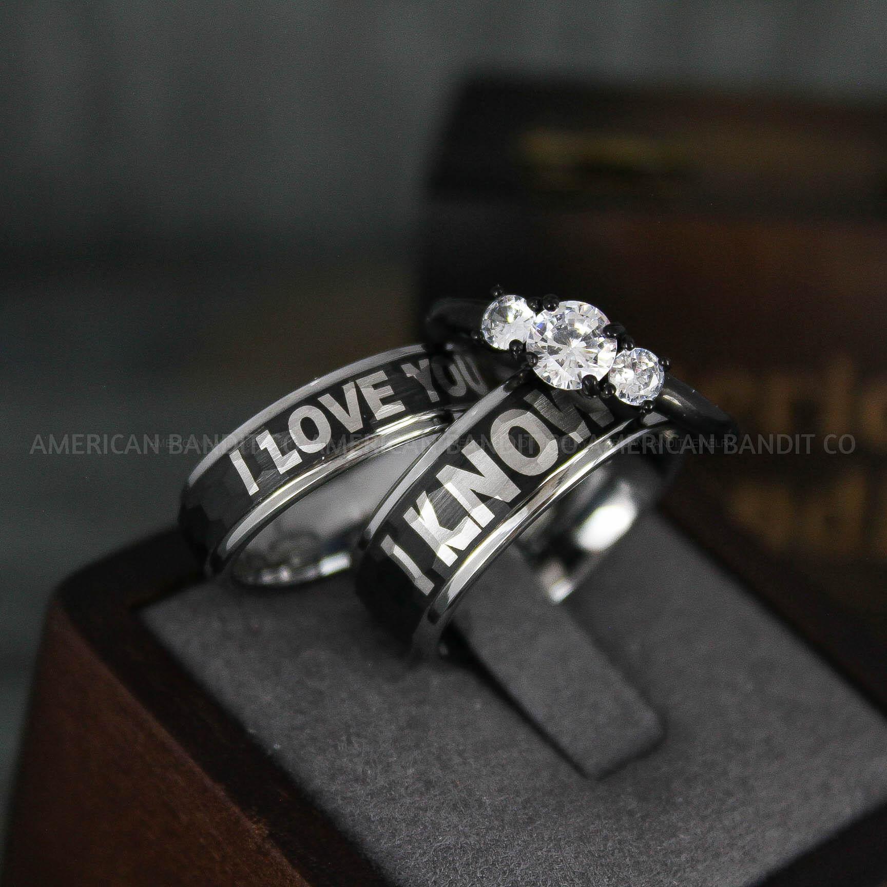 IMG_5788 I Love You I Know Rings, Aurebesh Rings, Black Wedding Bands, Aurebesh Wedding Bands, Aurebesh Wedding Rings, Aurebesh Jewelry - Image 1
