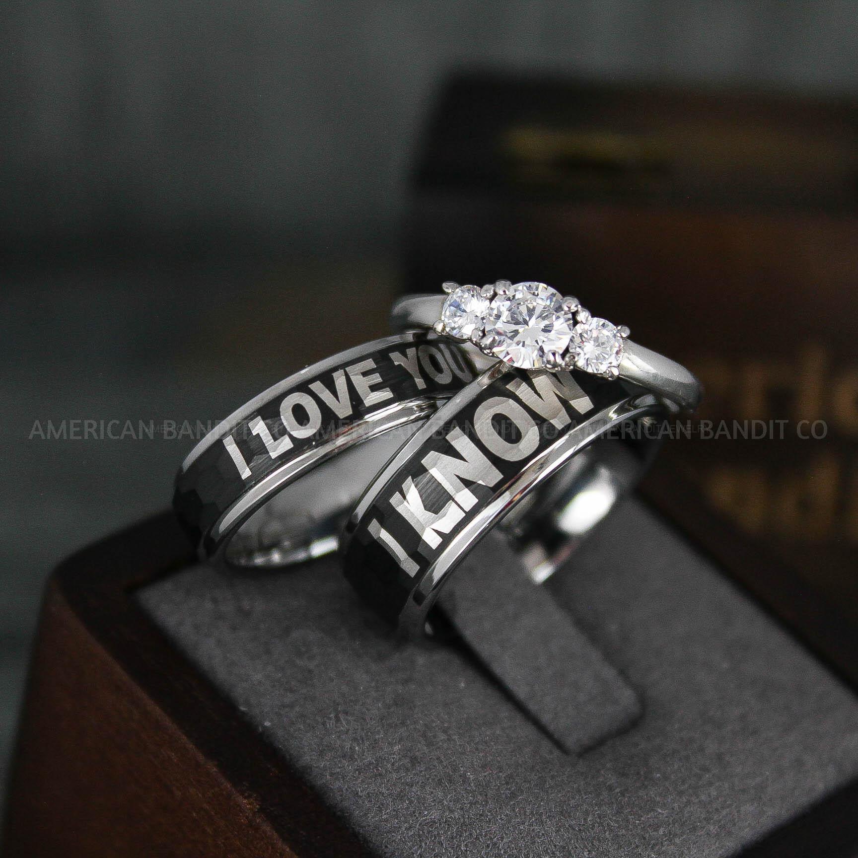 IMG_5789 I Love You I Know Rings, Aurebesh Rings, Black Wedding Bands, Aurebesh Wedding Bands, Aurebesh Wedding Rings, Aurebesh Jewelry - Image 1