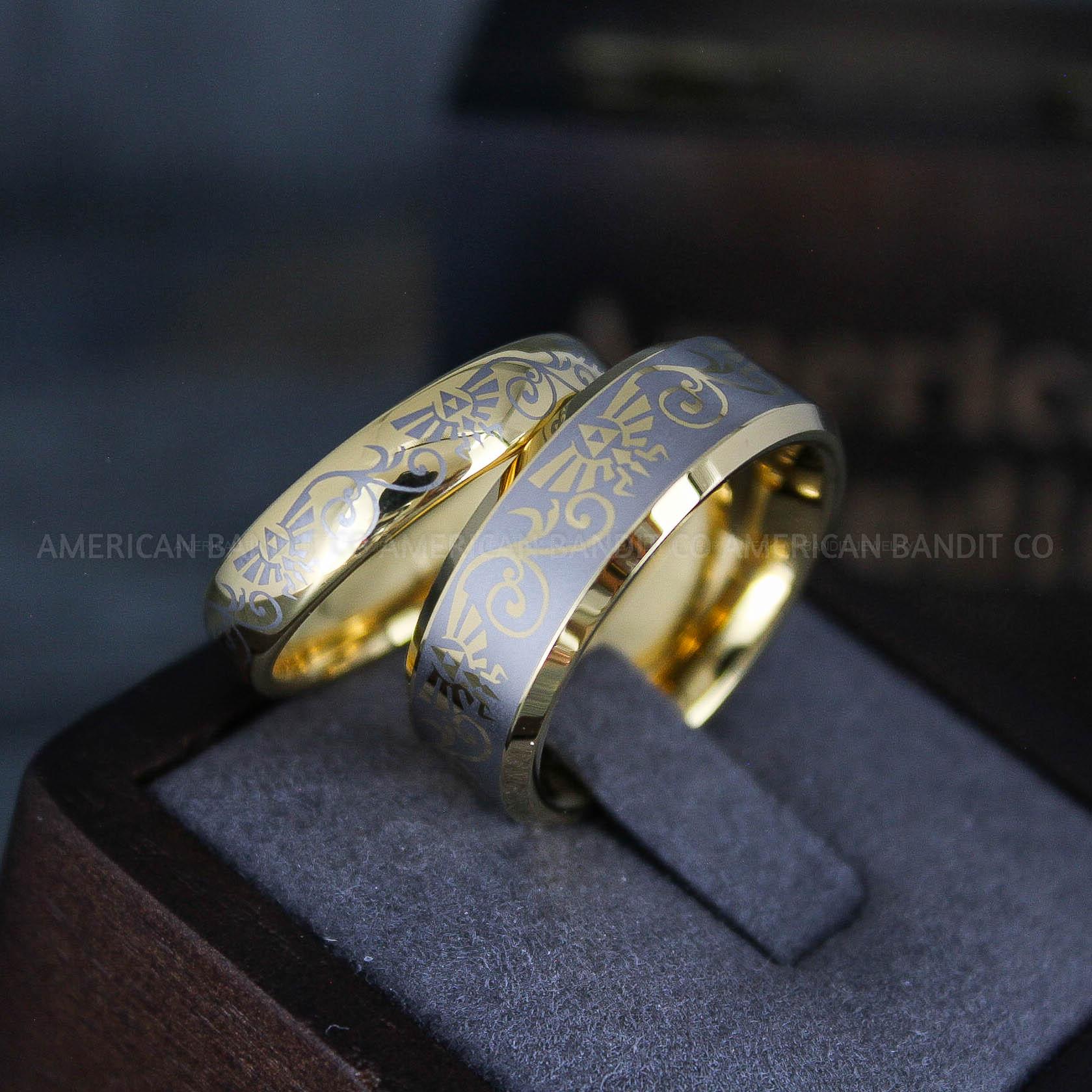 IMG_5797 Zelda Rings, Zelda Wedding Rings, Gamer Rings, Gamer Jewelry, Zelda Wedding Bands, Gamer Wedding Rings, Yellow Gold Wedding Rings - Image 1