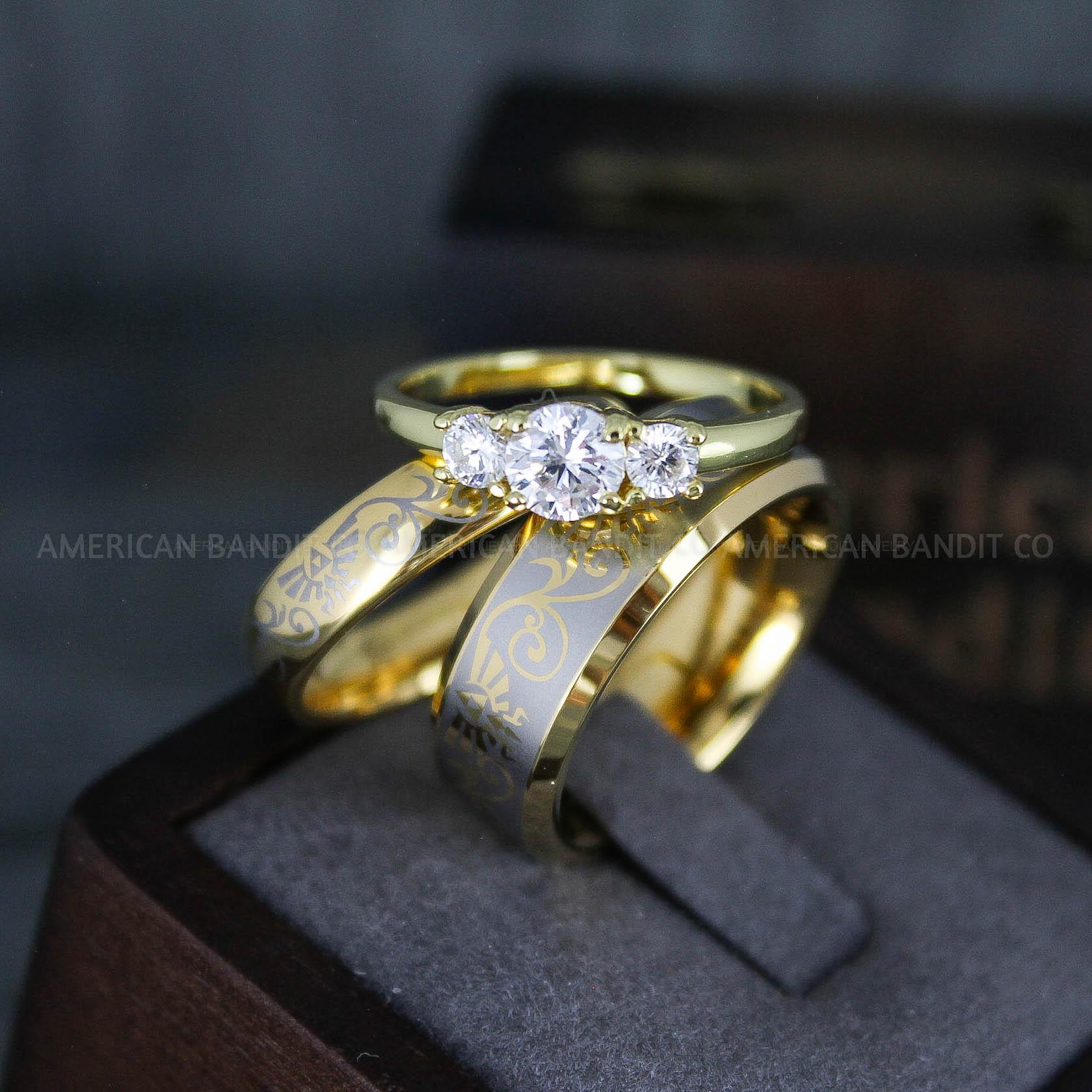 IMG_5799 Zelda Rings, Zelda Wedding Rings, Gamer Rings, Gamer Jewelry, Zelda Wedding Bands, Gamer Wedding Rings, Yellow Gold Wedding Rings - Image 1
