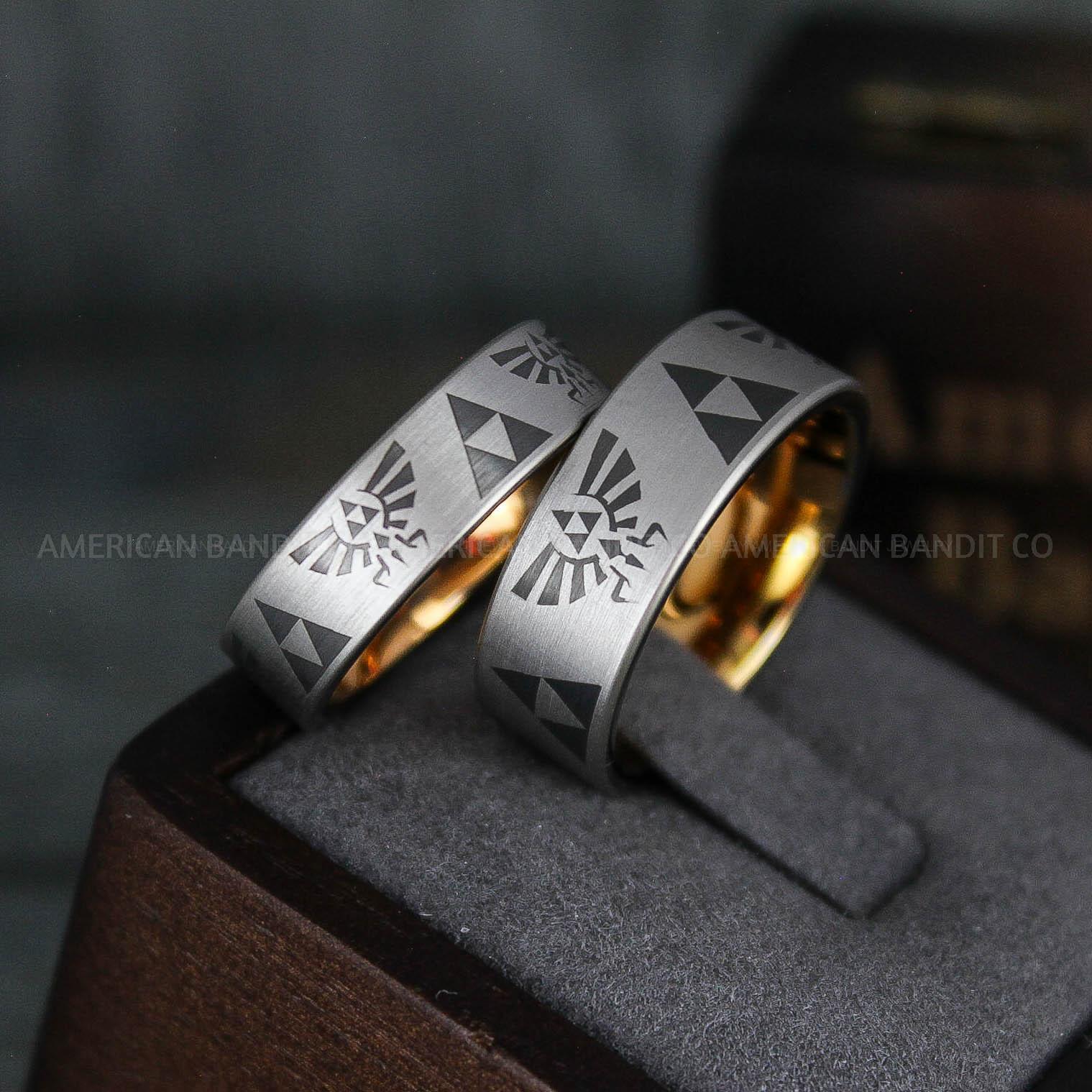 IMG_5815 Zelda Rings, Zelda Wedding Rings, Gamer Rings, Gamer Jewelry, Zelda Wedding Bands, Gamer Wedding Rings, Gunmetal Wedding Rings - Image 1