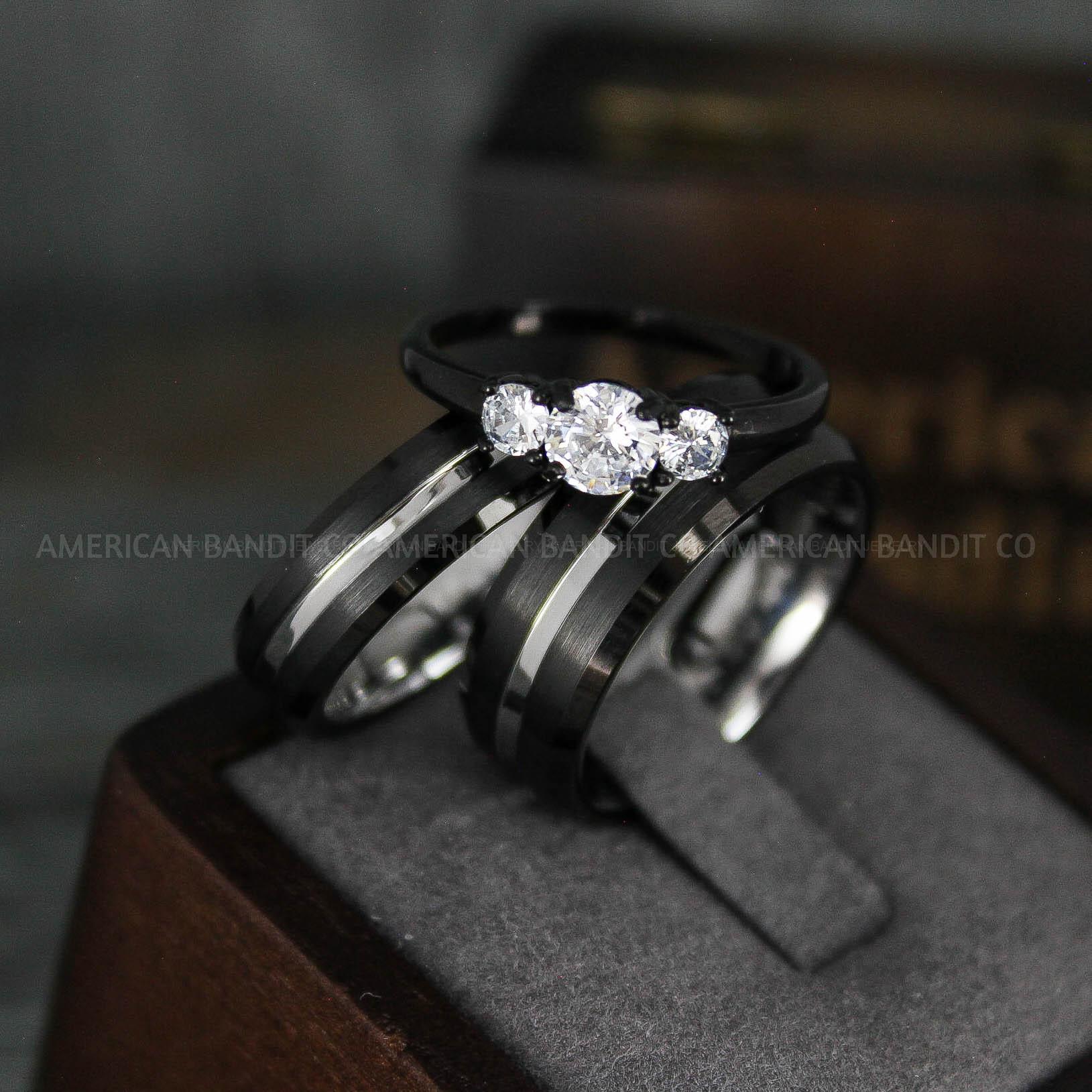 IMG_5821 Black Wedding Bands, Black Wedding Rings, Couple Rings, Matching Wedding Rings, Couple Jewelry - Image 1