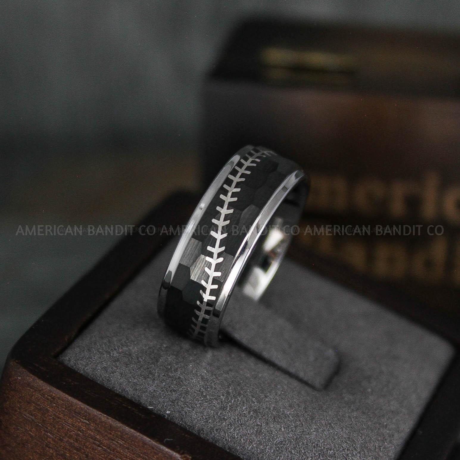 IMG_5825 Baseball Rings, Baseball Wedding Rings, Baseball Wedding Bands, Black Baseball Rings, Black Wedding Bands, Black Baseball Wedding Bands, Baseball Jewelry - Image 1