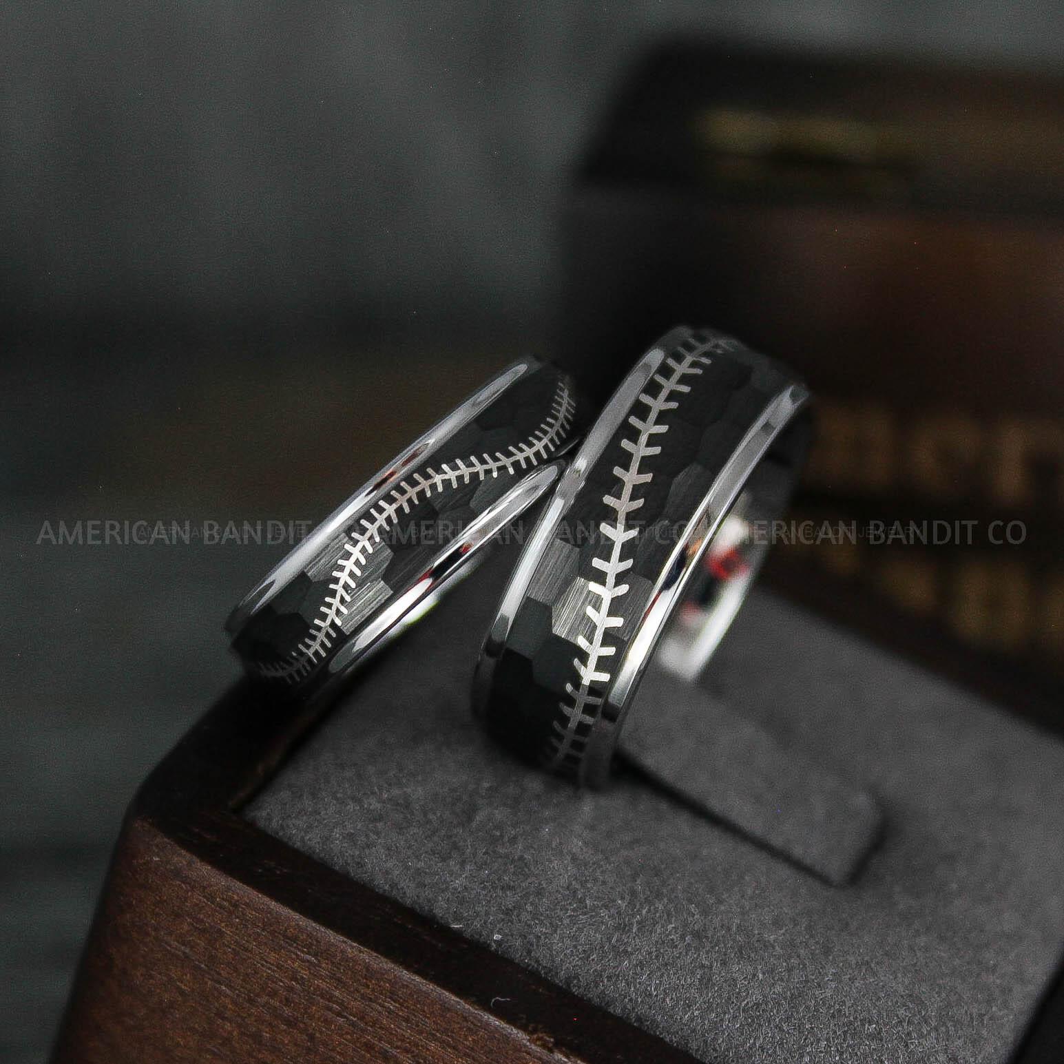 IMG_5826 Baseball Rings, Baseball Wedding Rings, Baseball Wedding Bands, Black Baseball Rings, Black Wedding Bands, Black Baseball Wedding Bands, Baseball Jewelry - Image 1