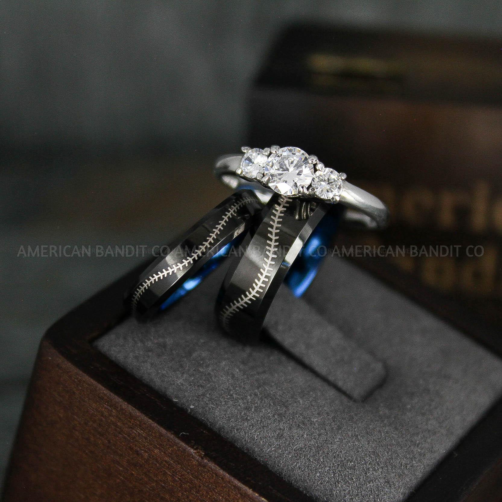 IMG_5833 Baseball Rings, Baseball Wedding Rings, Baseball Wedding Bands, Black Baseball Rings, Black Wedding Bands, Black Baseball Wedding Bands, Baseball Jewelry - Image 1