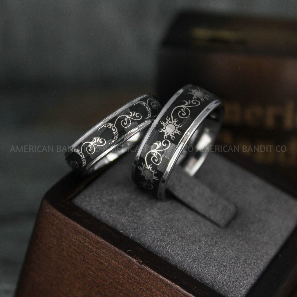 Themed Rings Matching Sun and Moon Rings, Sun and Moon Wedding Rings, Sun and Moon Wedding ...