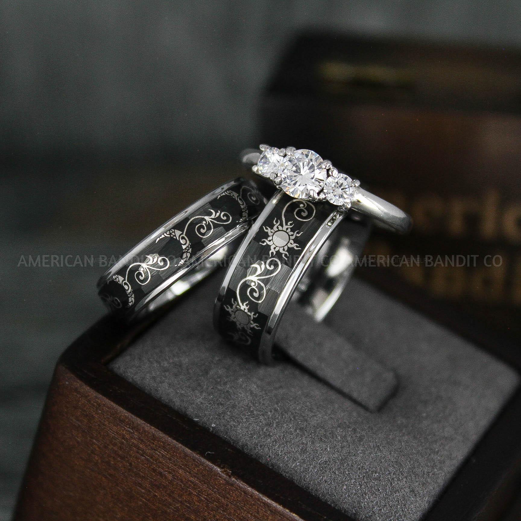 IMG_5836 Sun and Moon Rings, Sun and Moon Wedding Rings, Sun and Moon Wedding Bands, Sun and Moon Jewelry, Couple Rings, Matching Couple Rings - Image 1