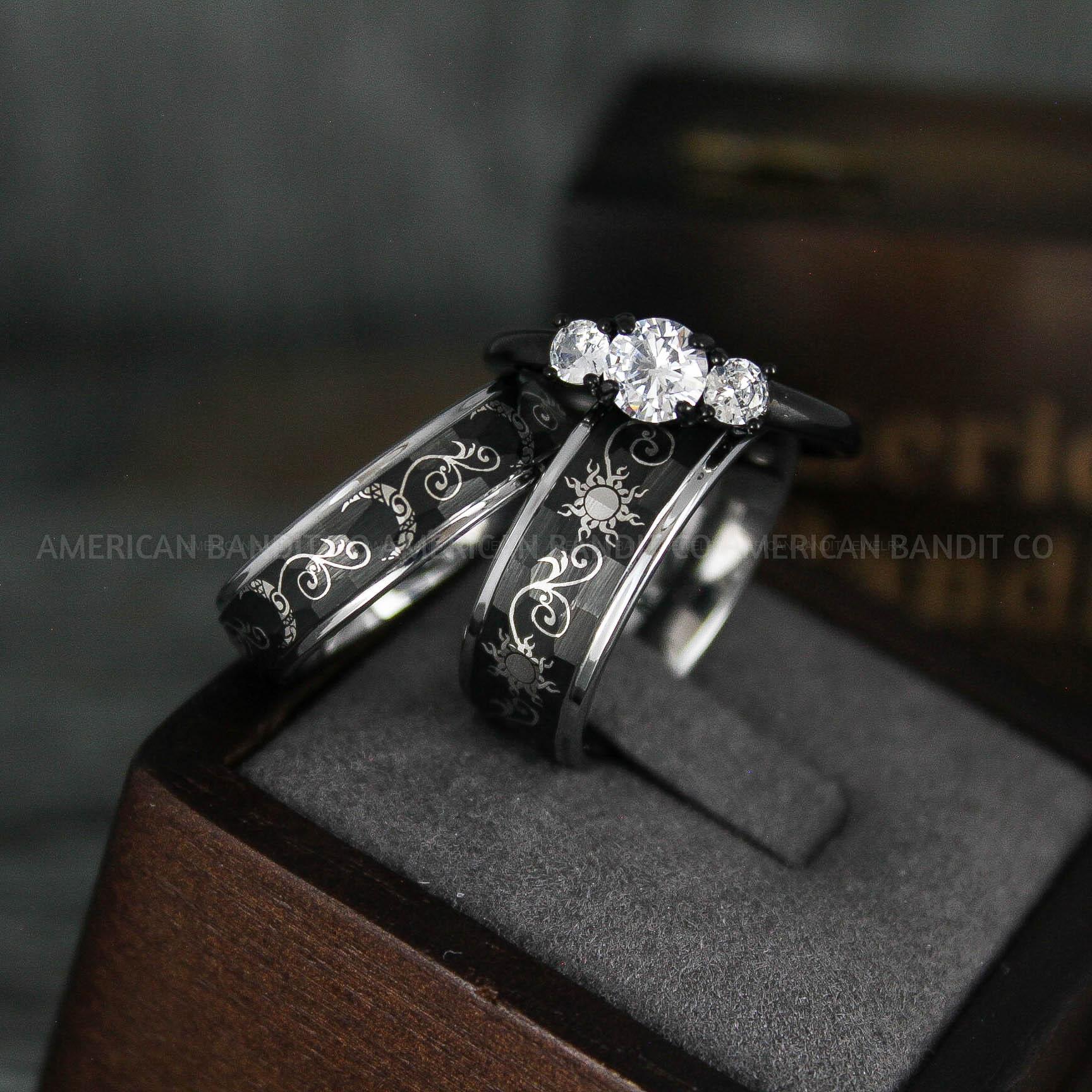 IMG_5837 Sun and Moon Rings, Sun and Moon Wedding Rings, Sun and Moon Wedding Bands, Sun and Moon Jewelry, Couple Rings, Matching Couple Rings - Image 1