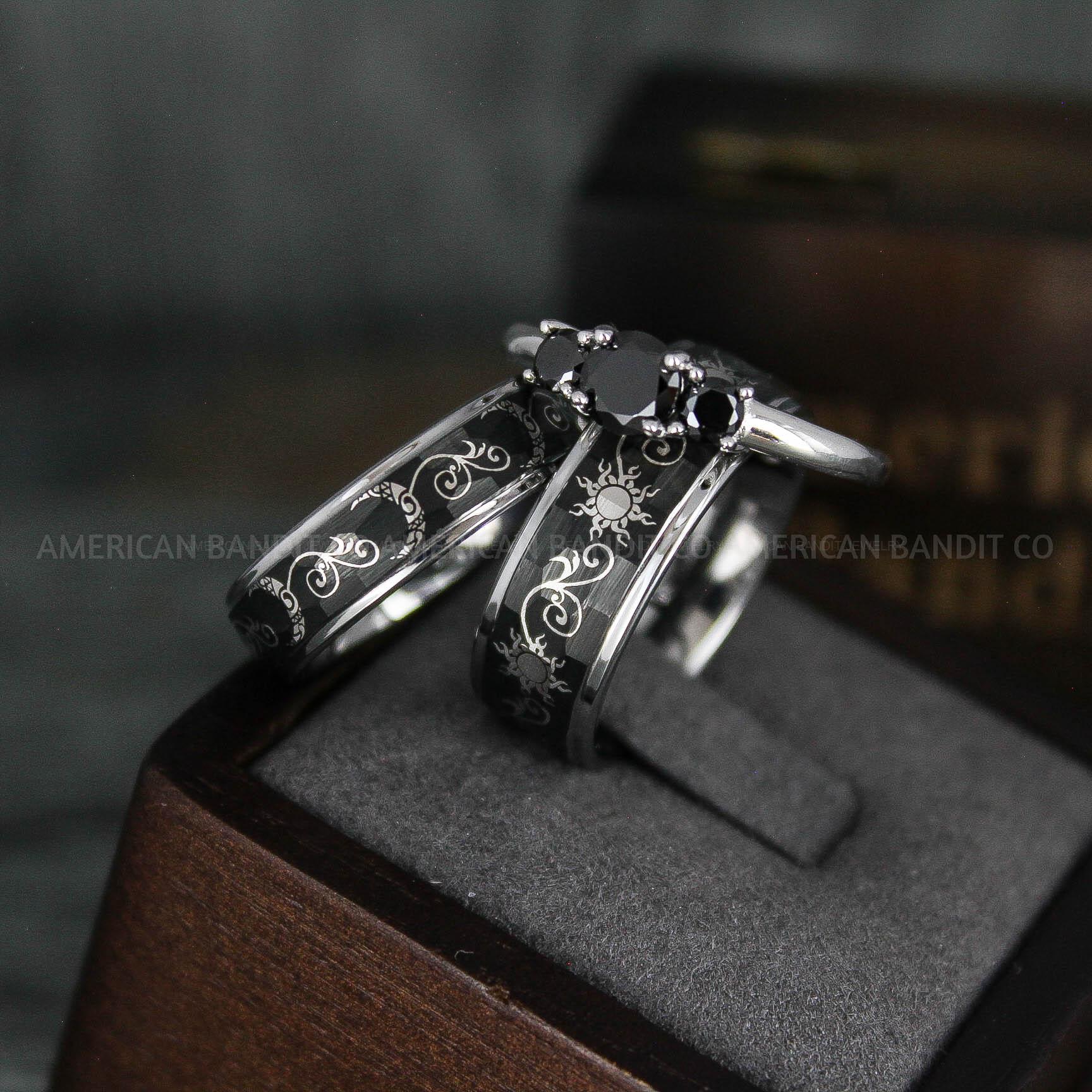 IMG_5838 Sun and Moon Rings, Sun and Moon Wedding Rings, Sun and Moon Wedding Bands, Sun and Moon Jewelry, Couple Rings, Matching Couple Rings - Image 1