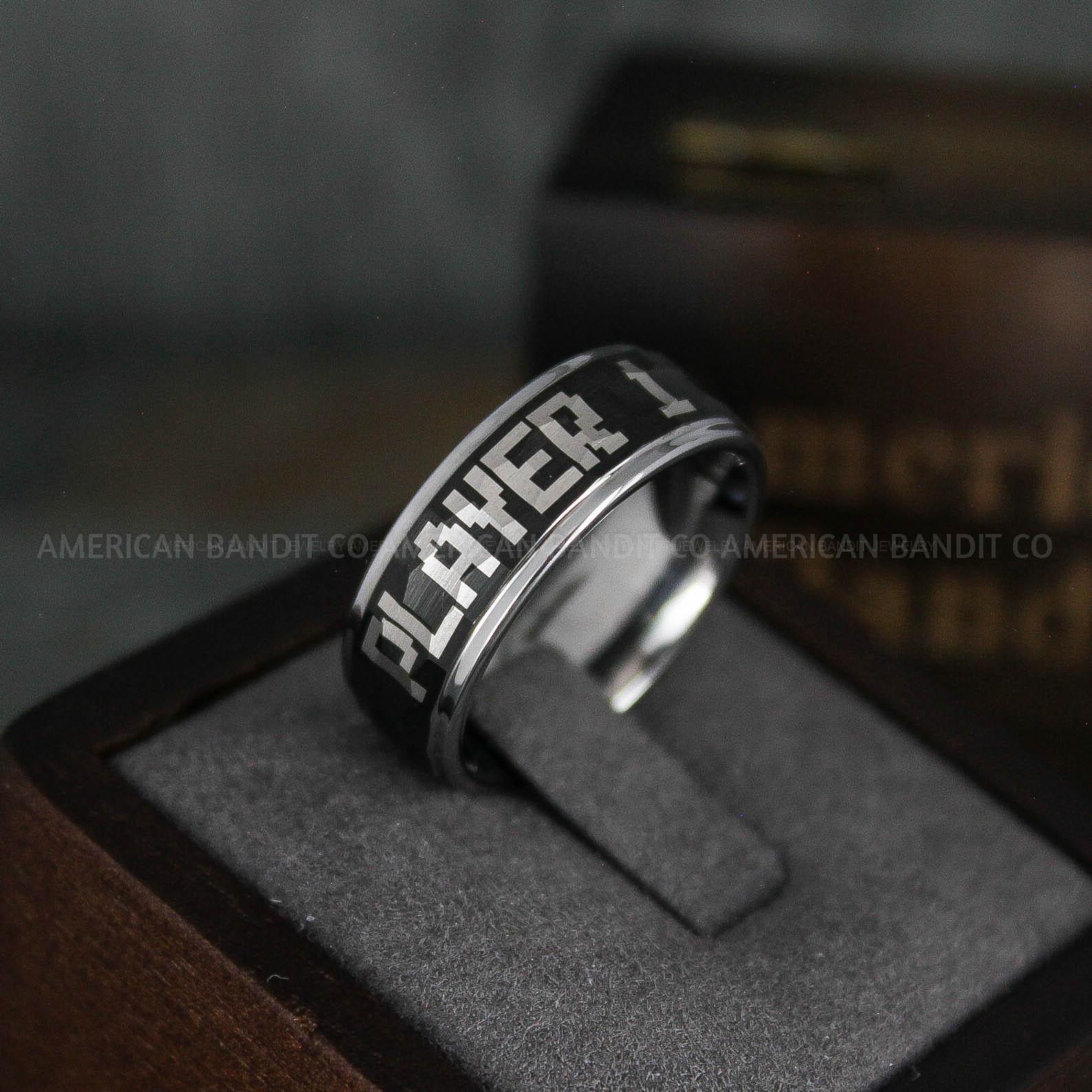 IMG_5839 Player 1 Player 2 Rings, Gamer Rings, Couple Rings, Gamer Couple Wedding Bands, Gamer Wedding Rings - Image 1