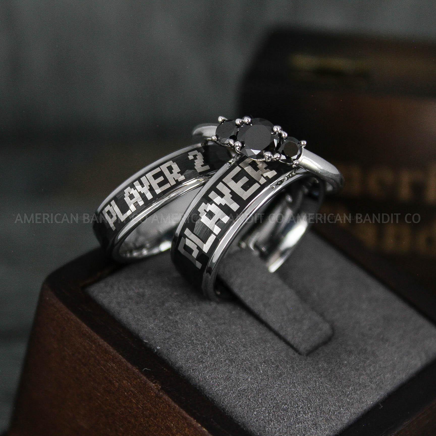 IMG_5841 Player 1 Player 2 Rings, Gamer Rings, Couple Rings, Gamer Couple Wedding Bands, Gamer Wedding Rings - Image 1