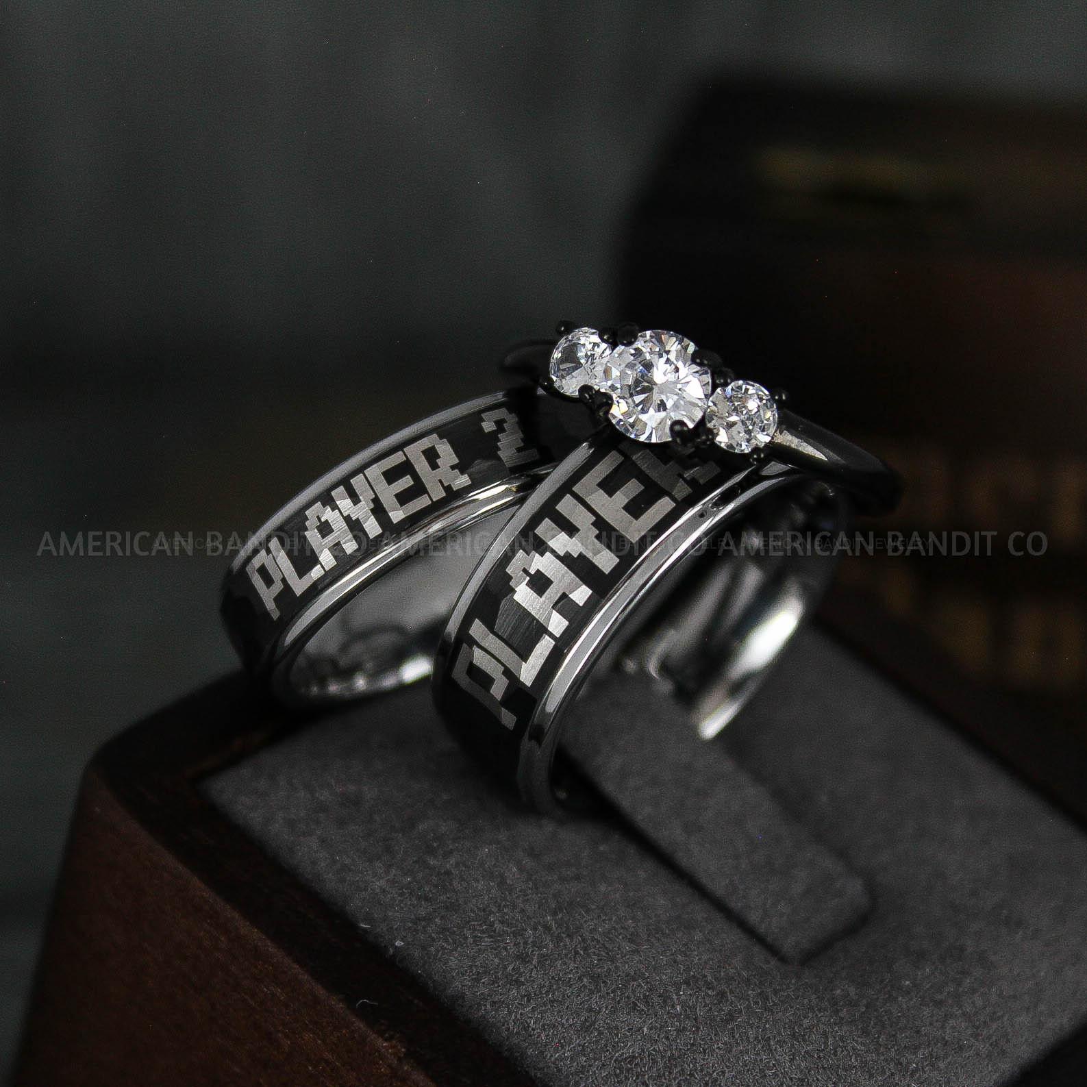 IMG_5842 Player 1 Player 2 Rings, Gamer Rings, Couple Rings, Gamer Couple Wedding Bands, Gamer Wedding Rings - Image 1