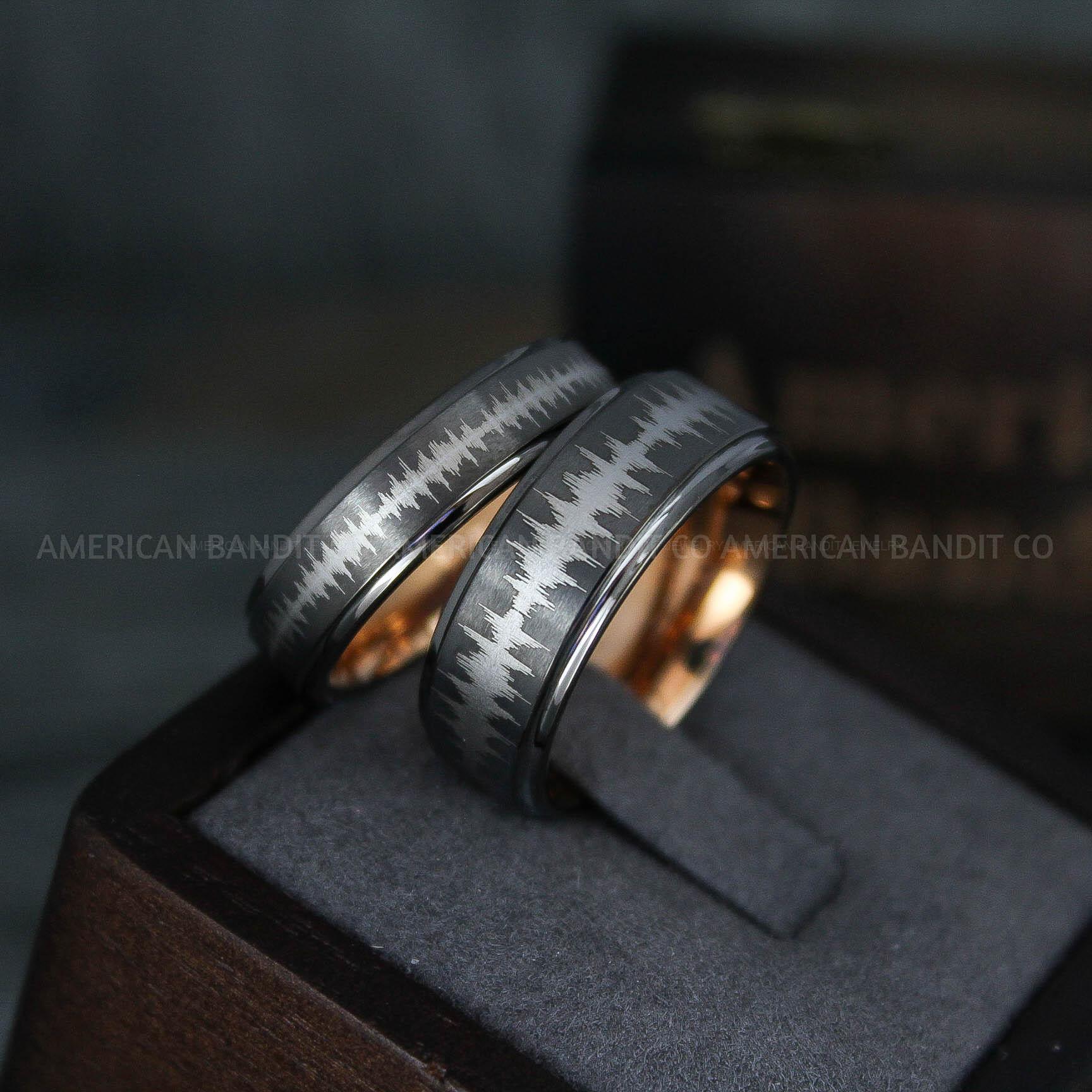 IMG_5849 Soundwave Rings, Couple Rings, Soundwave Jewelry, Soundwave Wedding Bands, Soundwave - Image 1