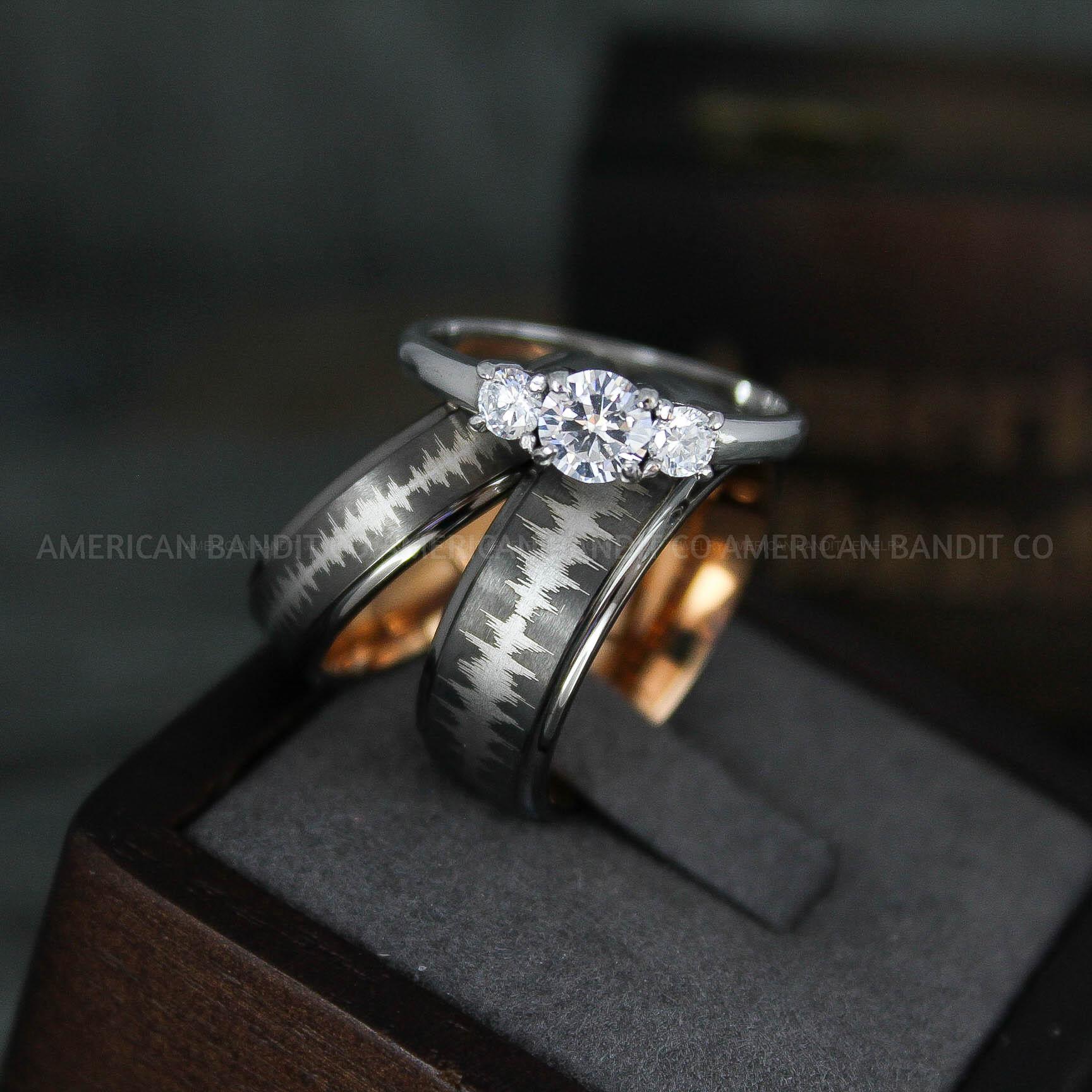 IMG_5851 Soundwave Rings, Couple Rings, Soundwave Jewelry, Soundwave Wedding Bands, Soundwave - Image 1