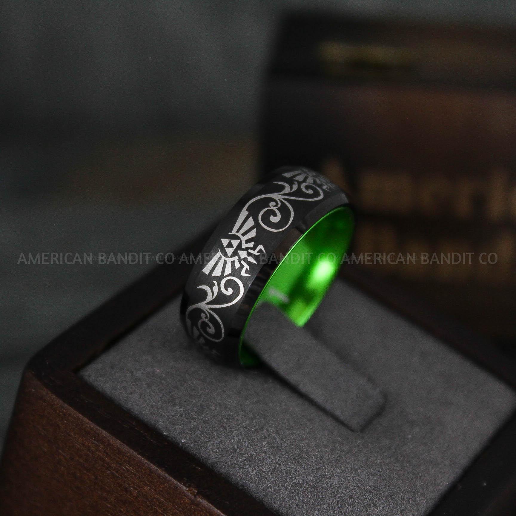 IMG_5857 Zelda Ring, Zelda Wedding Ring, Gamer Ring, Gamer Jewelry, Zelda Wedding Band, Gamer Wedding Ring, Black Wedding Ring - Image 1