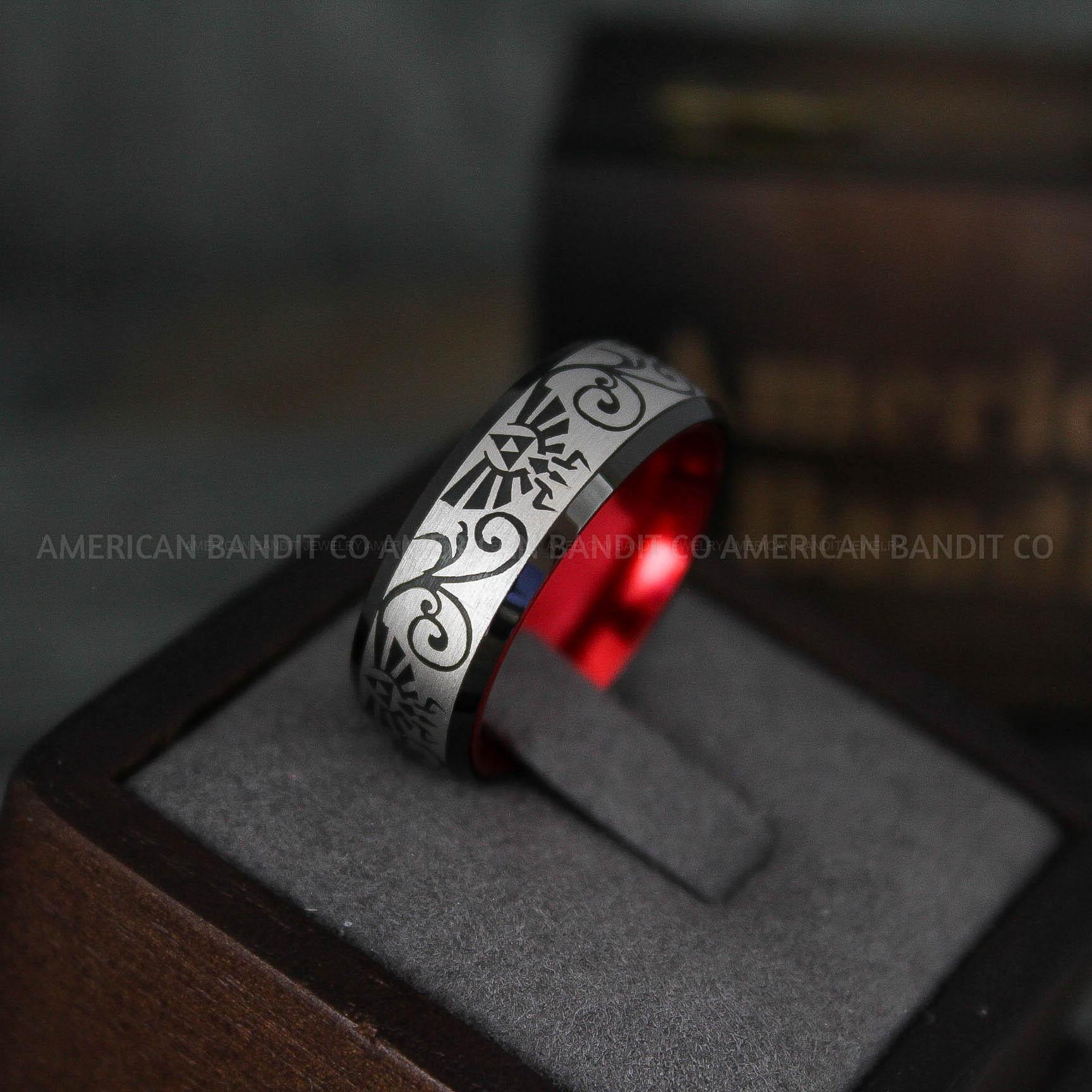 IMG_5858 Zelda Ring, Zelda Wedding Ring, Gamer Ring, Gamer Jewelry, Zelda Wedding Band, Gamer Wedding Ring, Black Wedding Ring - Image 1