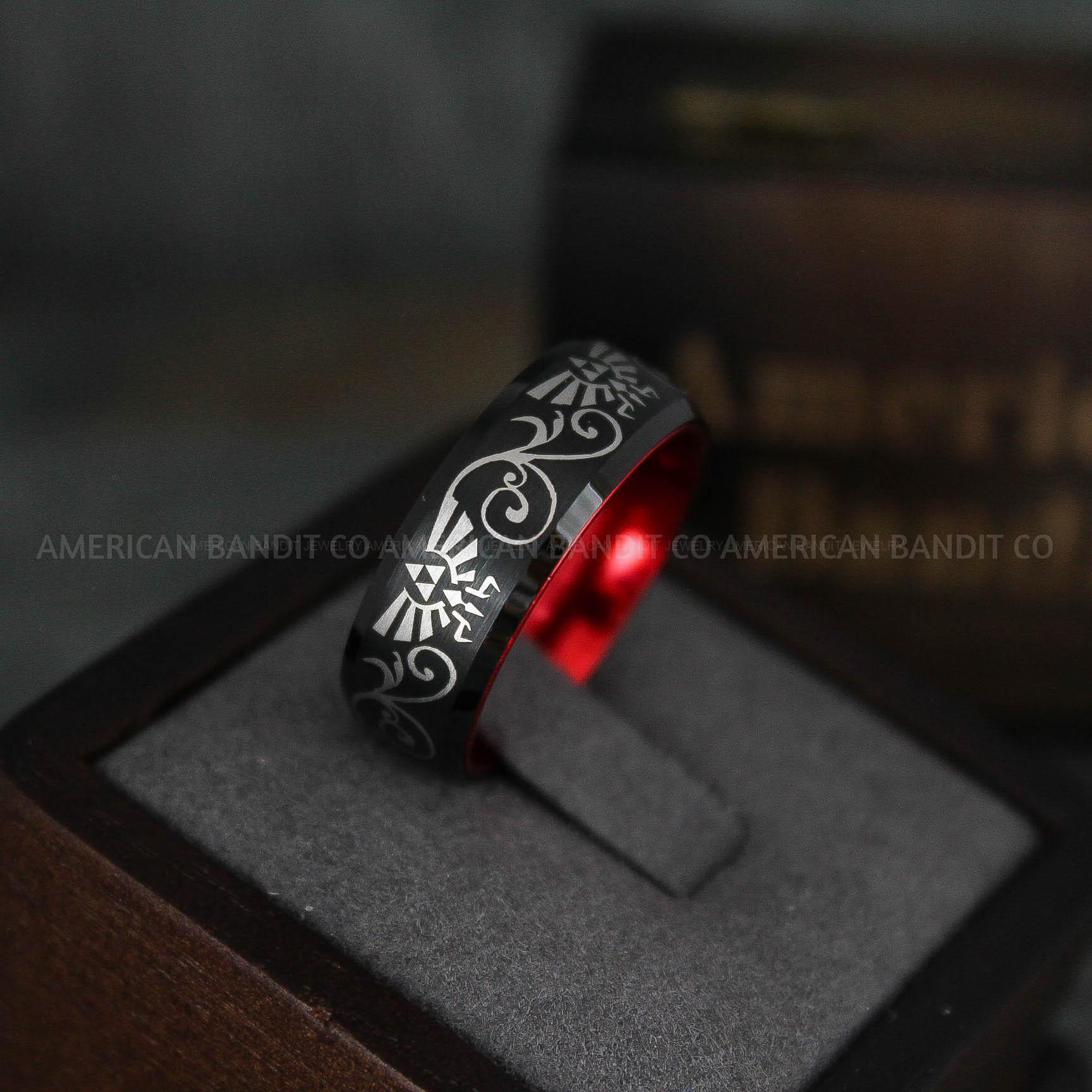 IMG_5859 Zelda Ring, Zelda Wedding Ring, Gamer Ring, Gamer Jewelry, Zelda Wedding Band, Gamer Wedding Ring, Black Wedding Ring - Image 1