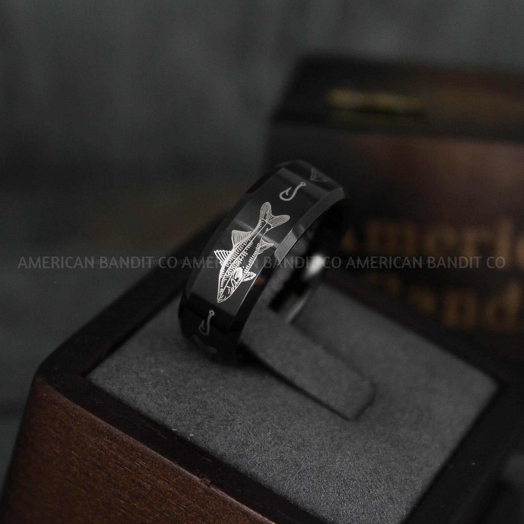 IMG_5867 Walleye Ring, Walleye Jewelry, Fishing Ring, Fisherman Ring, Walleye Wedding Ring, Hunting Ring, Fish Hooks Ring - Image 1