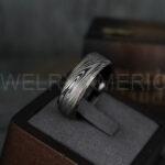 Damascus Steel Ring, Damascus Steel Wedding Ring, Damascus Steel Wedding Band, Black Wedding Ring, Black Damascus Steel Wedding Ring
