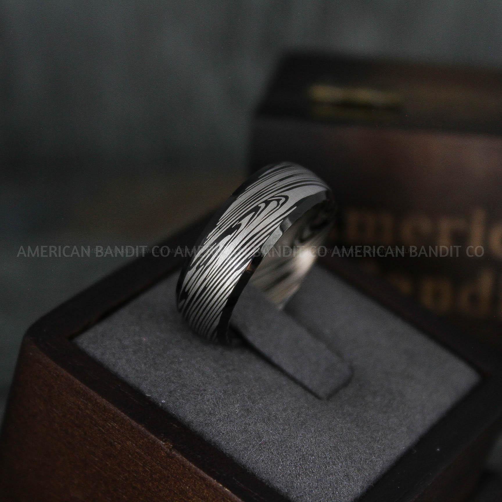 IMG_5869 Damascus Steel Ring, Damascus Steel Wedding Ring, Damascus Steel Wedding Band, Black Wedding Ring, Black Damascus Steel Wedding Ring - Image 1
