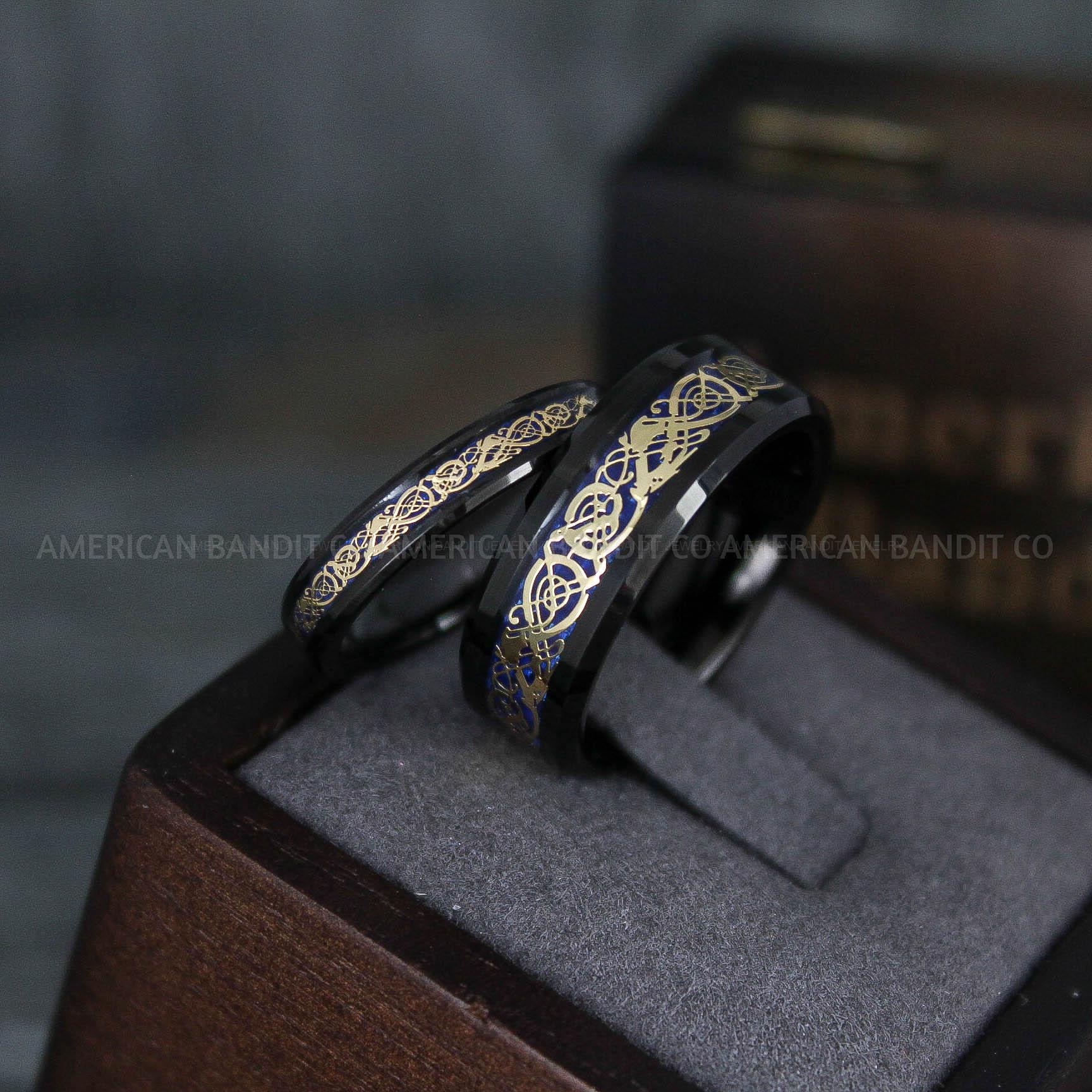 IMG_5879 Vikings Rings, Dragon Rings, Dragon Scroll Rings, Vikings Wedding Bands, Black Wedding Bands - Image 1