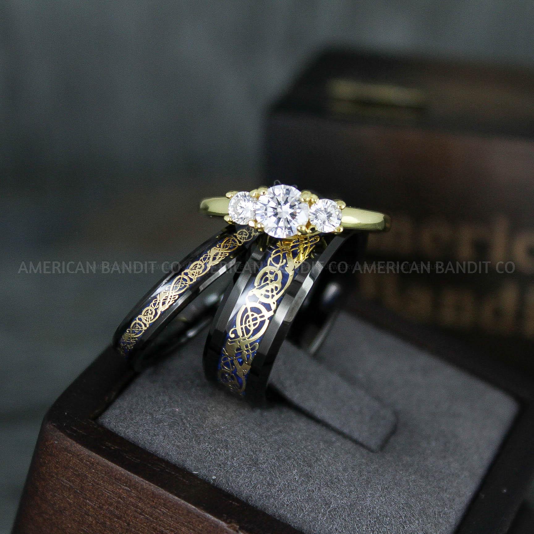 IMG_5882 Vikings Rings, Dragon Rings, Dragon Scroll Rings, Vikings Wedding Bands, Black Wedding Bands - Image 1