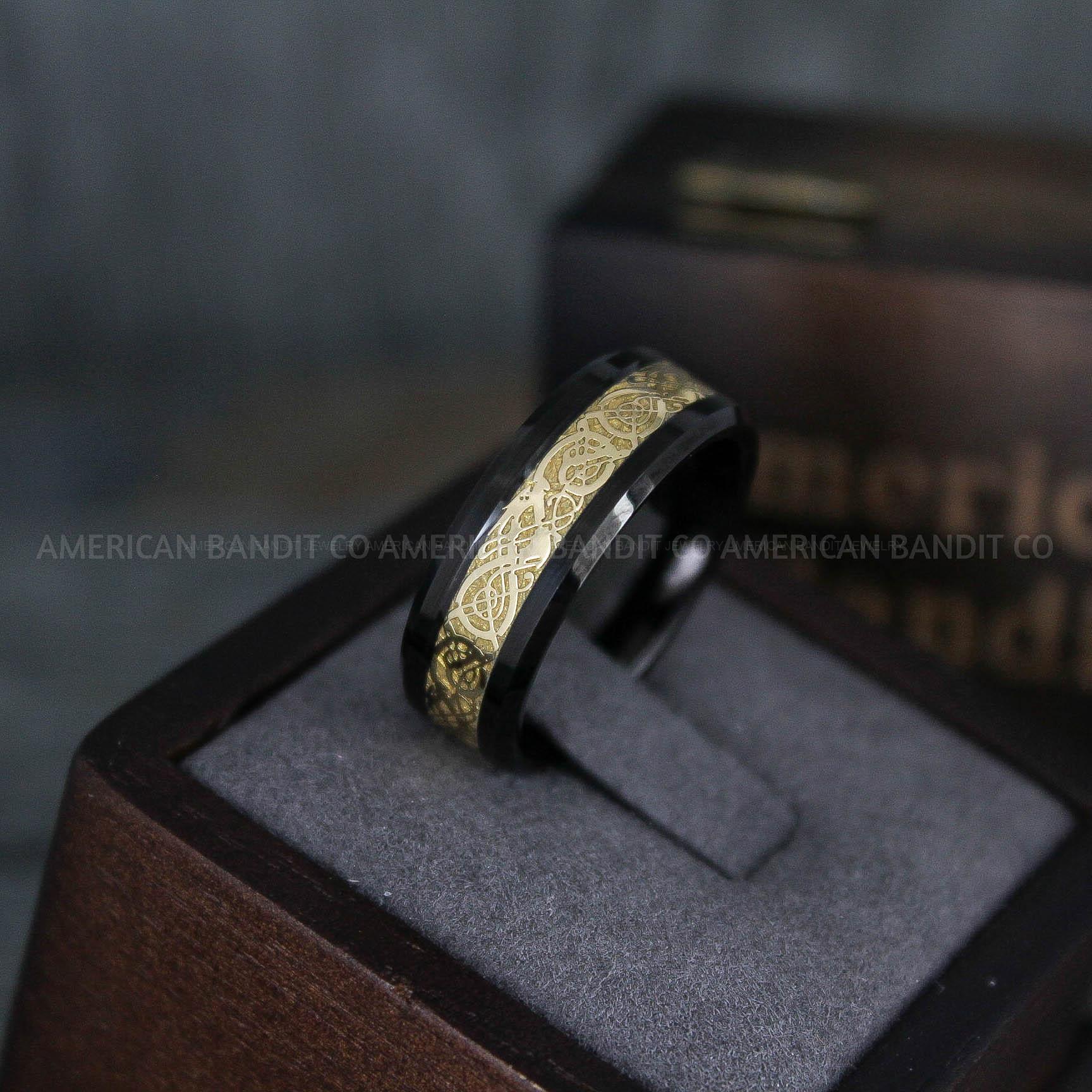 IMG_5883 Vikings Ring, Dragon Ring, Dragon Scroll Ring, Vikings Wedding Band, Black Wedding Band - Image 1