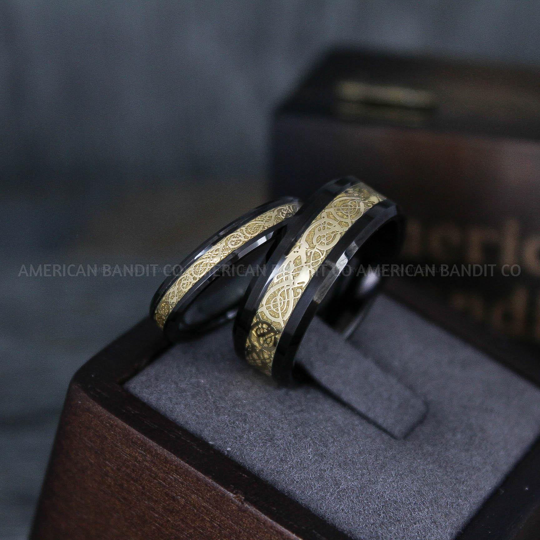 IMG_5884 Vikings Rings, Dragon Rings, Dragon Scroll Rings, Vikings Wedding Bands, Black Wedding Bands - Image 1