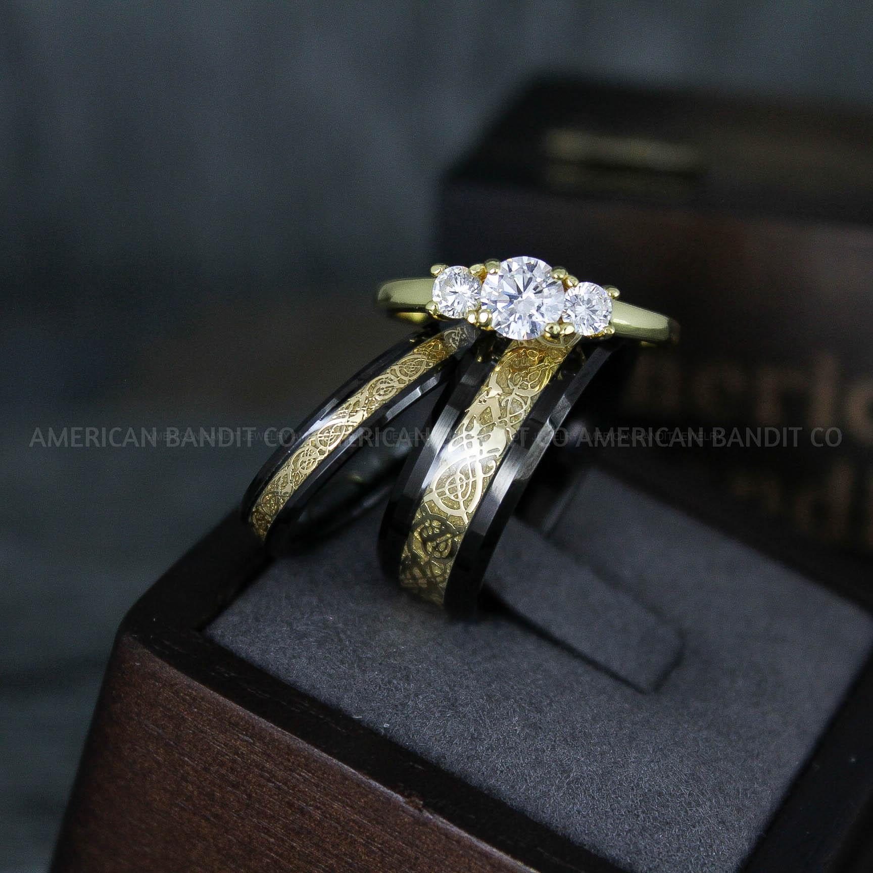 IMG_5886 Vikings Rings, Dragon Rings, Dragon Scroll Rings, Vikings Wedding Bands, Black Wedding Bands - Image 1