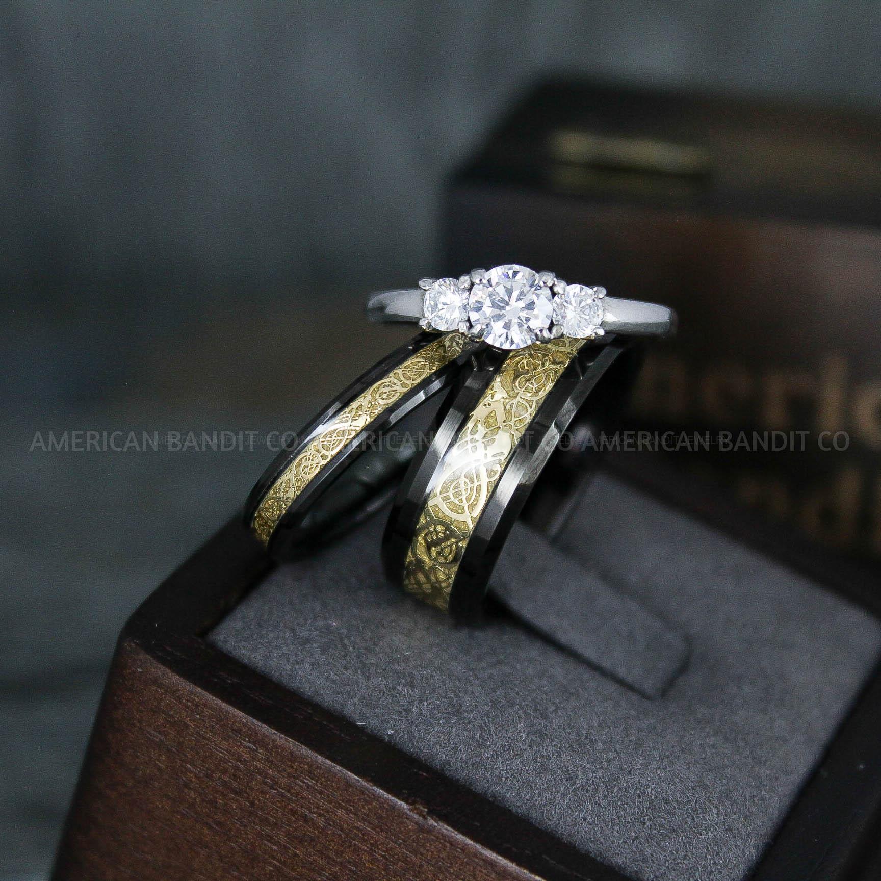 IMG_5887 Vikings Rings, Dragon Rings, Dragon Scroll Rings, Vikings Wedding Bands, Black Wedding Bands - Image 1