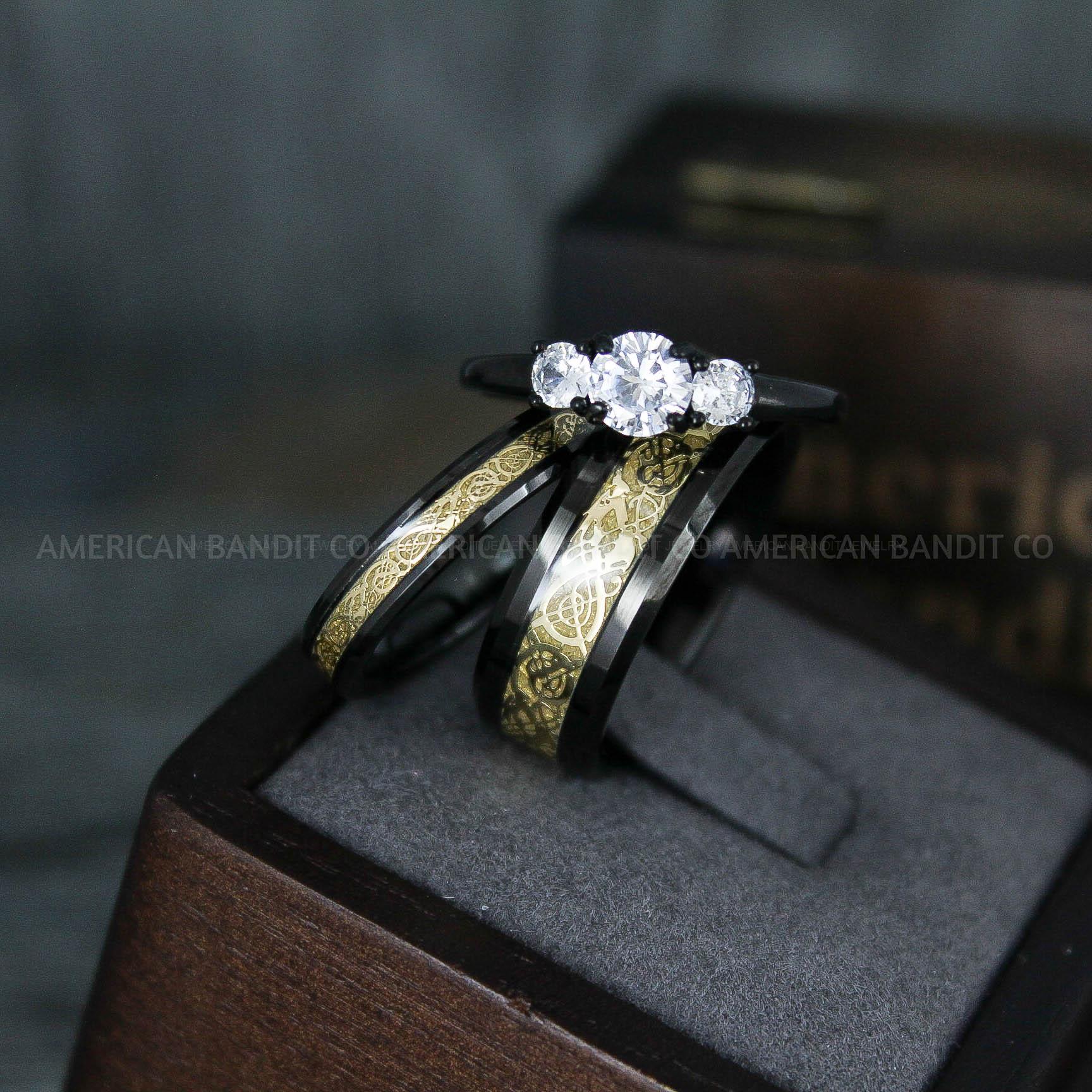 IMG_5888 Vikings Rings, Dragon Rings, Dragon Scroll Rings, Vikings Wedding Bands, Black Wedding Bands - Image 1