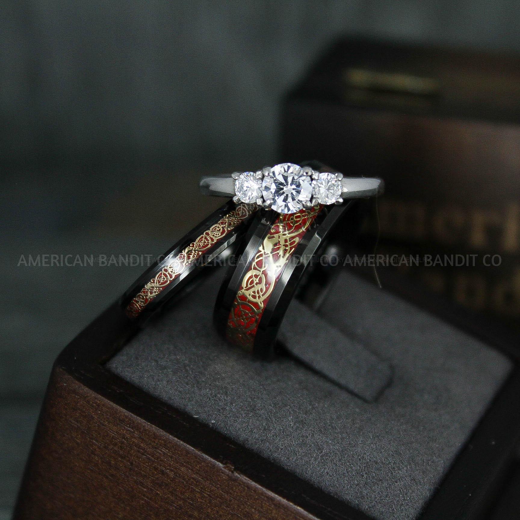 IMG_5892 Vikings Rings, Dragon Rings, Dragon Scroll Rings, Vikings Wedding Bands, Black Wedding Bands - Image 1