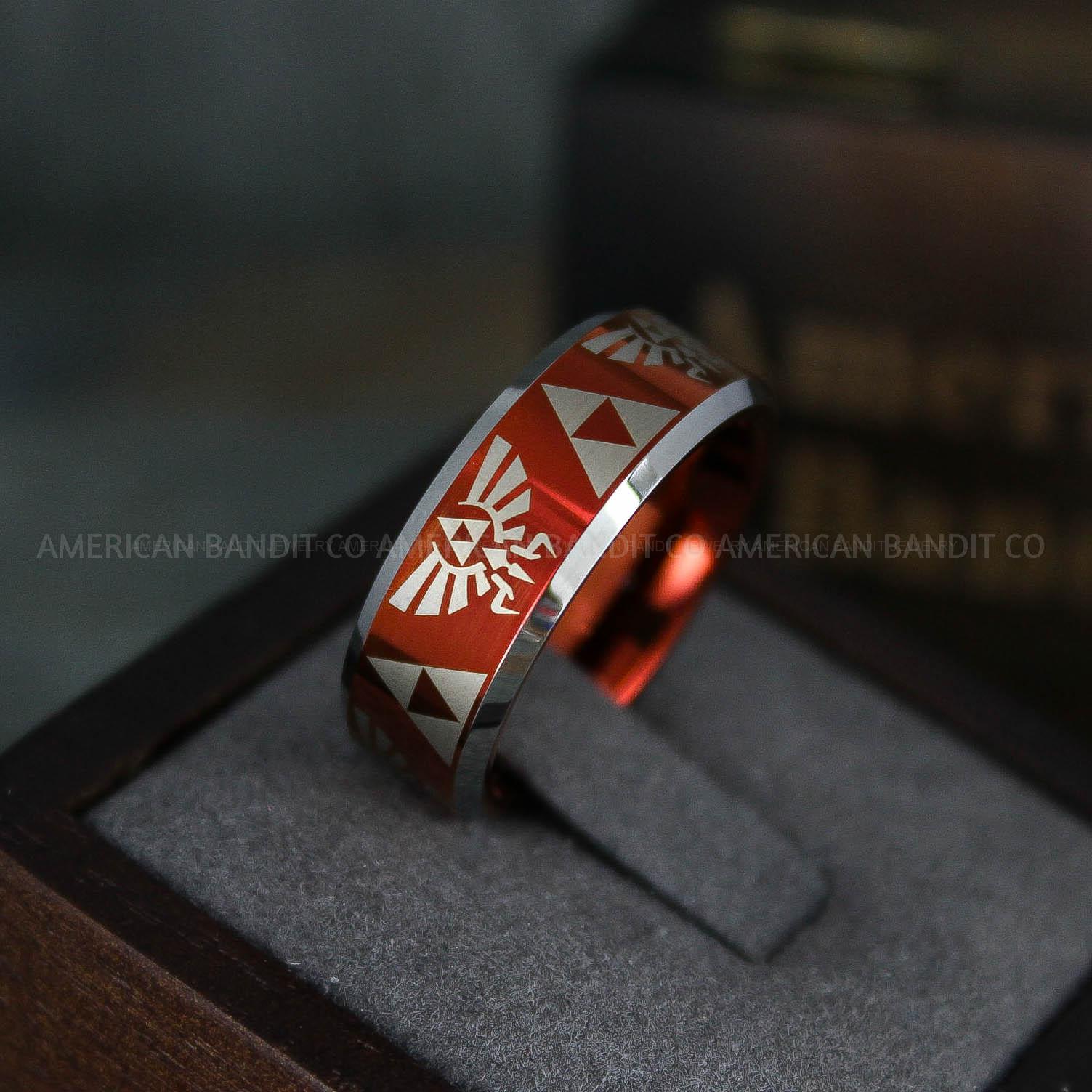 IMG_5894 Zelda Ring, Zelda Wedding Ring, Gamer Ring, Gamer Jewelry, Zelda Wedding Band, Gamer Wedding Ring, Red Wedding Ring - Image 1