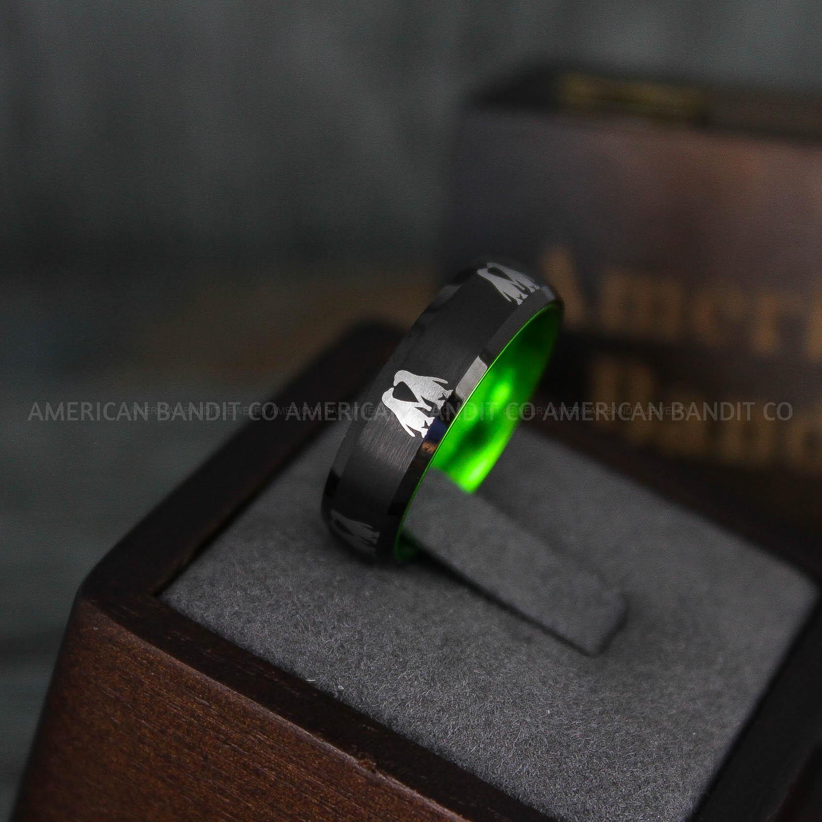 IMG_5945 Penguin Ring, Penguin Jewelry, Penguins Wedding Ring, Penguins Wedding Band, Black Wedding Band, Black Wedding Ring, Penguins Jewelry - Image 1