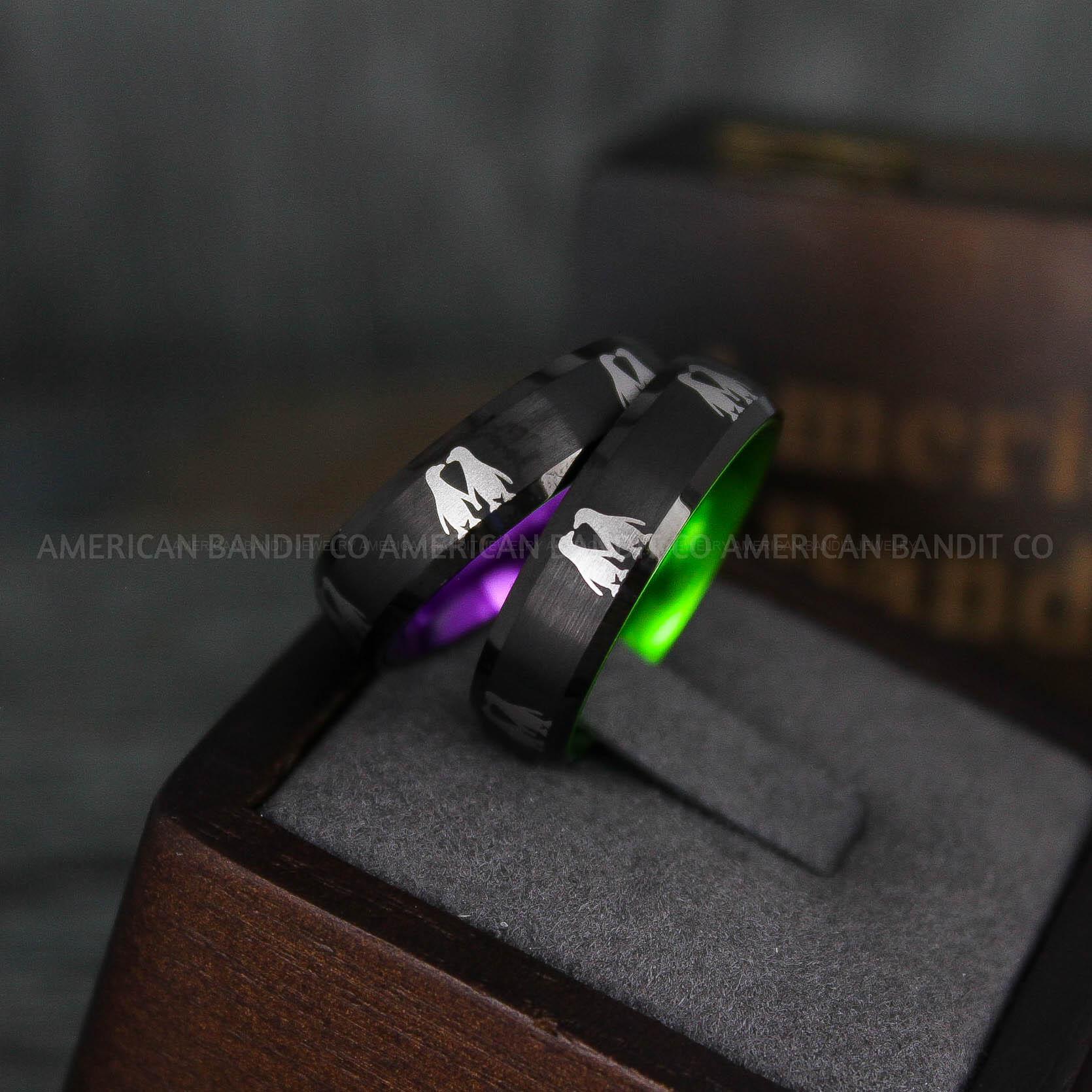 IMG_5946 Penguin Ring, Penguin Jewelry, Penguins Wedding Ring, Penguins Wedding Band, Black Wedding Band, Black Wedding Ring, Penguins Jewelry - Image 1