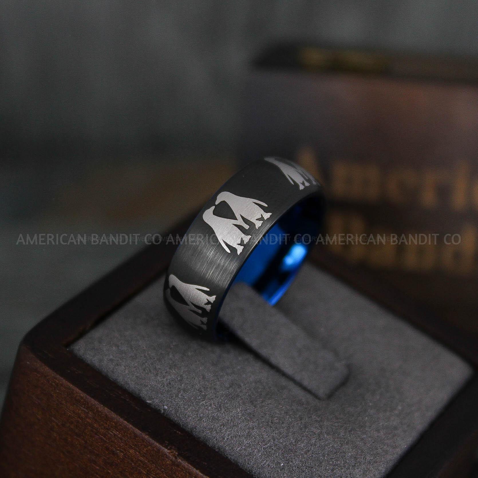 IMG_5948 Penguin Ring, Penguin Jewelry, Penguins Wedding Ring, Penguins Wedding Band, Black Wedding Band, Black Wedding Ring, Penguins Jewelry - Image 1