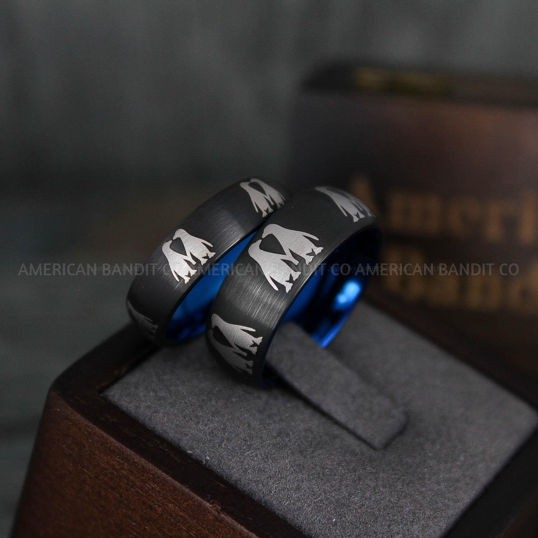 IMG_5949 Penguin Rings, Couple Rings, Penguin Jewelry, Penguins Wedding Rings, Penguins Wedding Bands, Black Wedding Bands, Black Wedding Rings, Penguins Jewelry - Image 1