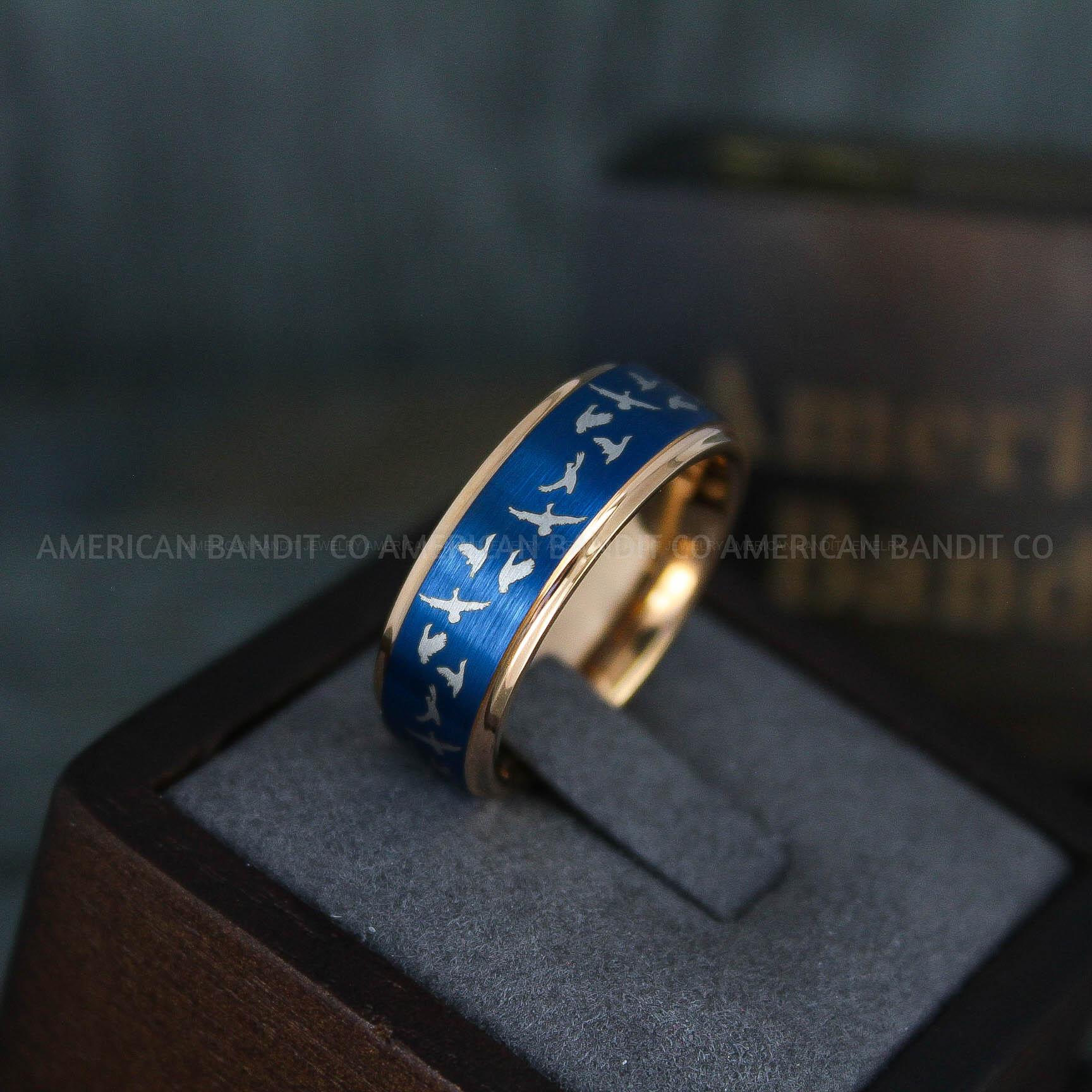 IMG_5955 Flying Geese Ring, Geese Wedding Ring, Duck Hunting Ring, Duck Hunting Wedding Band - Image 1