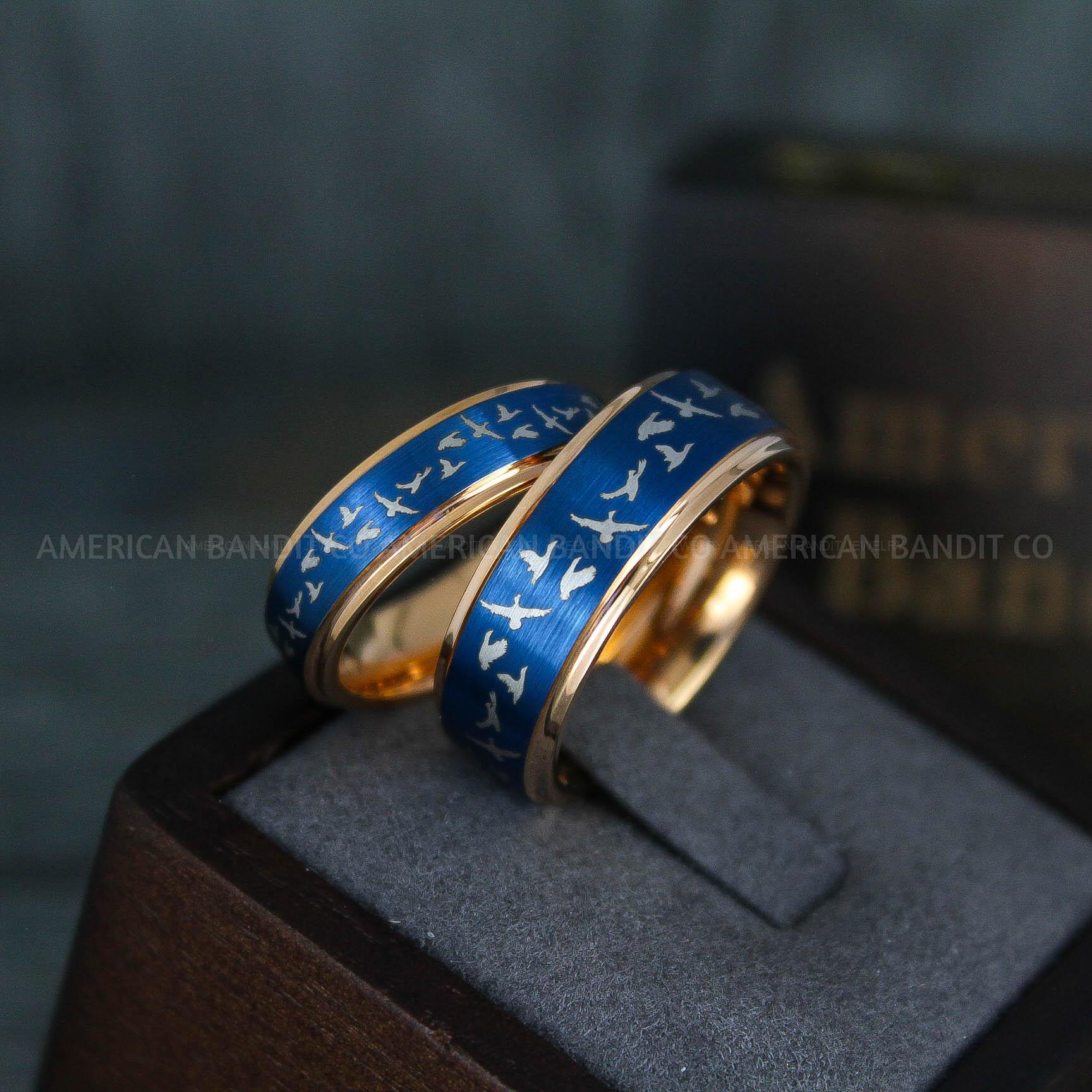 IMG_5956 Flying Geese Rings, Geese Wedding Rings, Couple Rings, Couple Jewelry, Matching Wedding Rings, Matching Wedding Bands, Couple Wedding Rings - Image 1