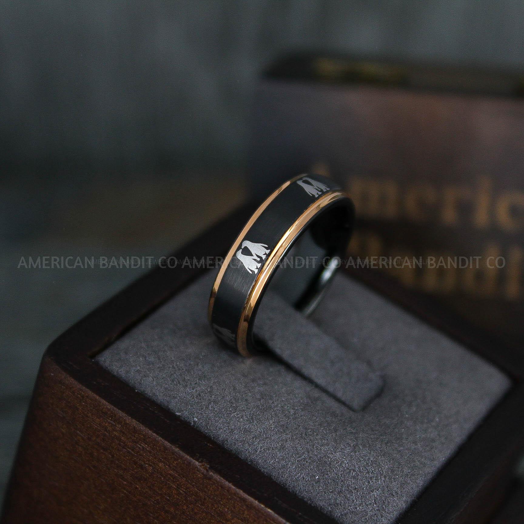 IMG_5957 Penguin Ring, Penguin Jewelry, Penguins Wedding Ring, Penguins Wedding Band, Black Wedding Band, Black Wedding Ring, Penguins Jewelry - Image 1