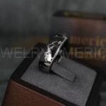 Forest Ring, Mountain Range Ring, Mountains Scene Ring, Wolf Ring, Hunting Wedding Band