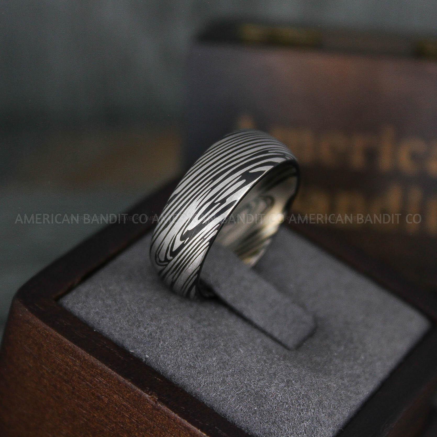 IMG_5974 Damascus Steel Ring, Damascus Steel Wedding Ring, Damascus Steel Wedding Band, Black Wedding Ring, Black Damascus Steel Wedding Ring - Image 1