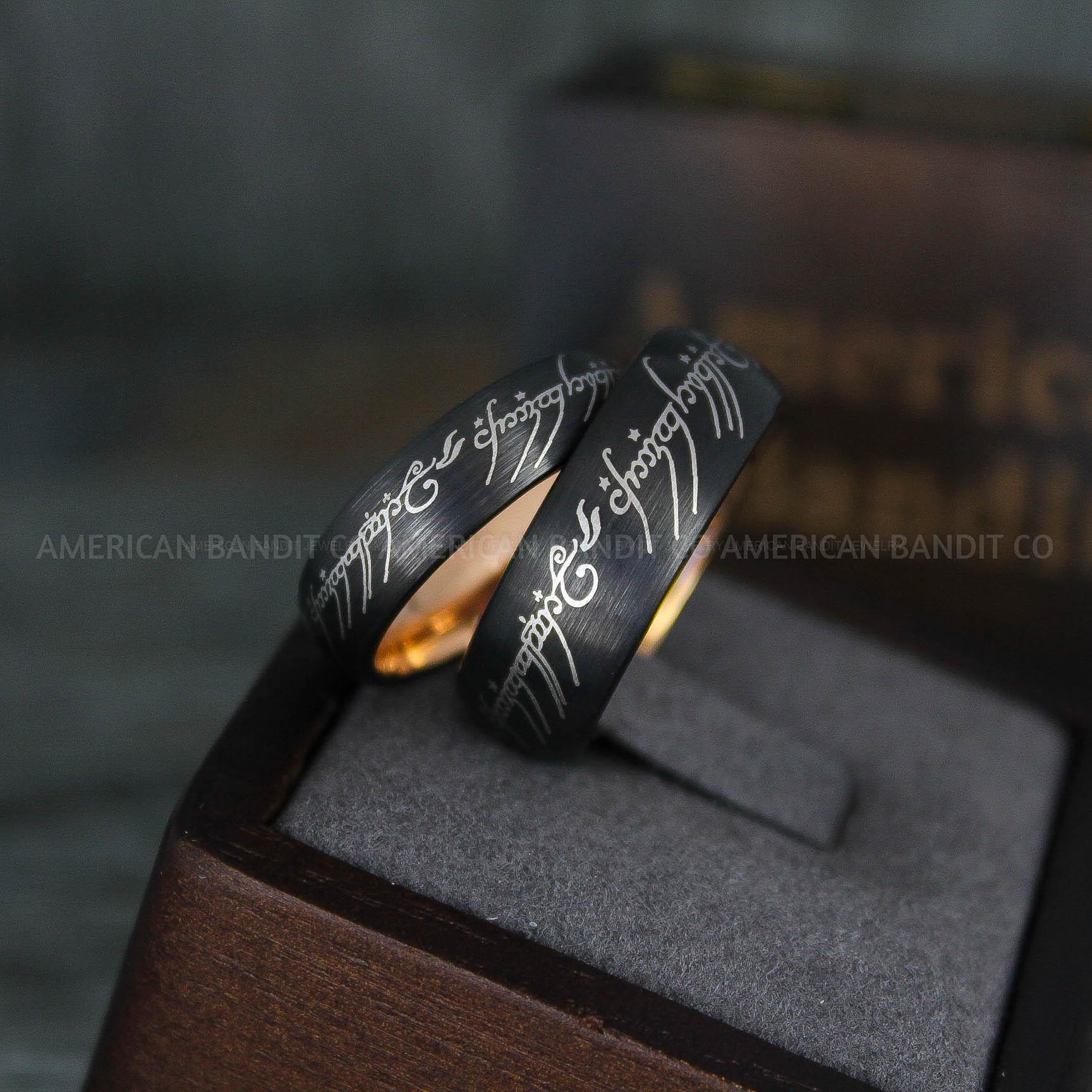 IMG_5988 Elvish Rings, Elvish Wedding Rings, Elvish Wedding Bands, Elvish Jewelry, Black Wedding Rings - Image 1